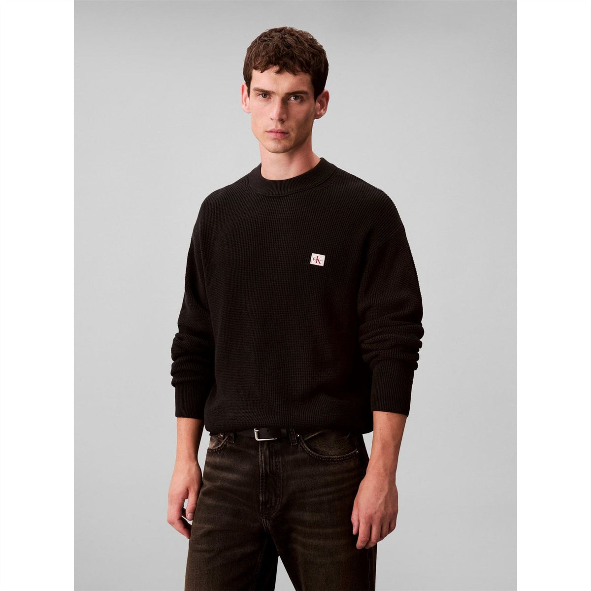 Calvin Klein Jeans Crew Neck Ribbed Collar Long Sleeve Sweater