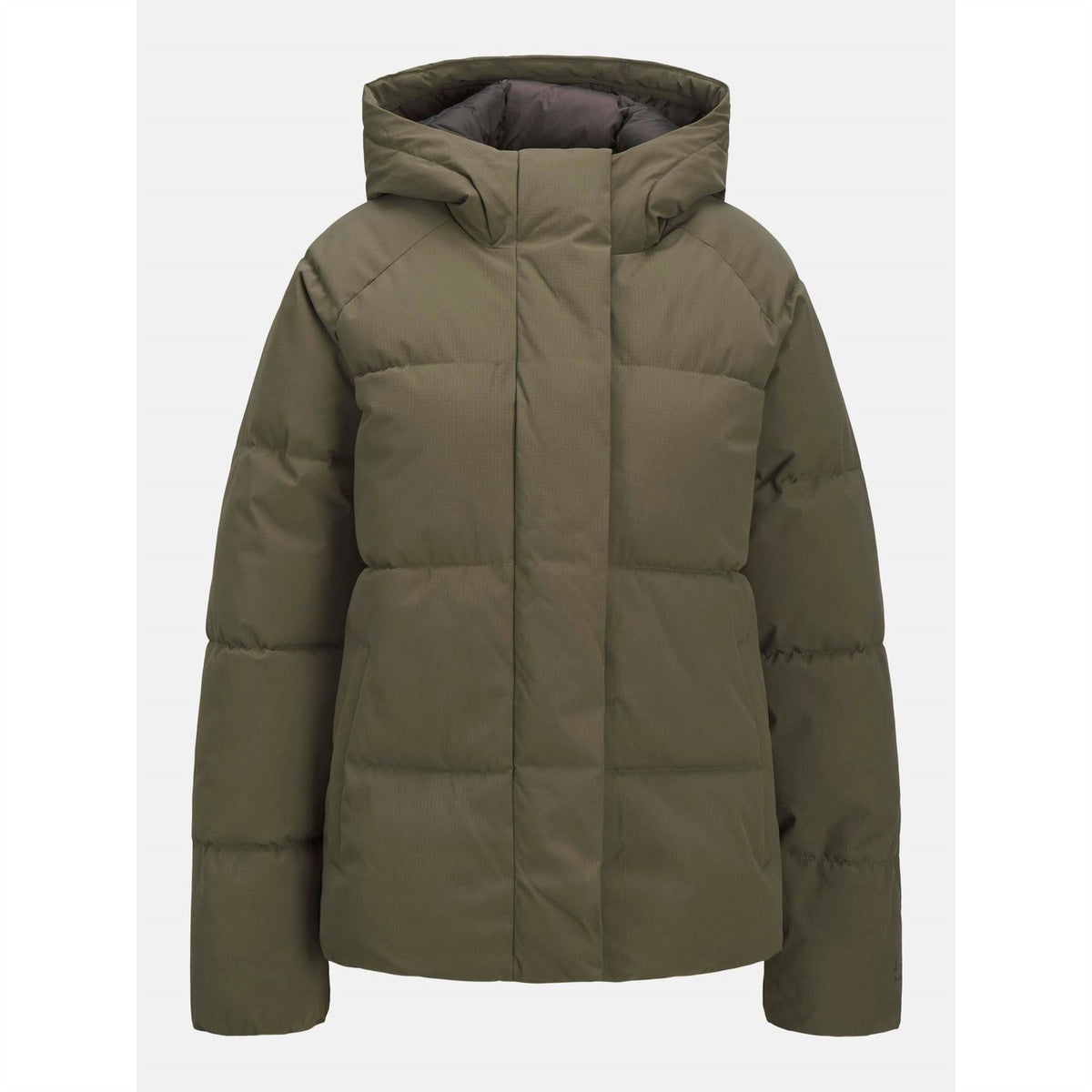 JJXX Womens Global Solid Patterned Hooded Snap Button Puffer Jacket
