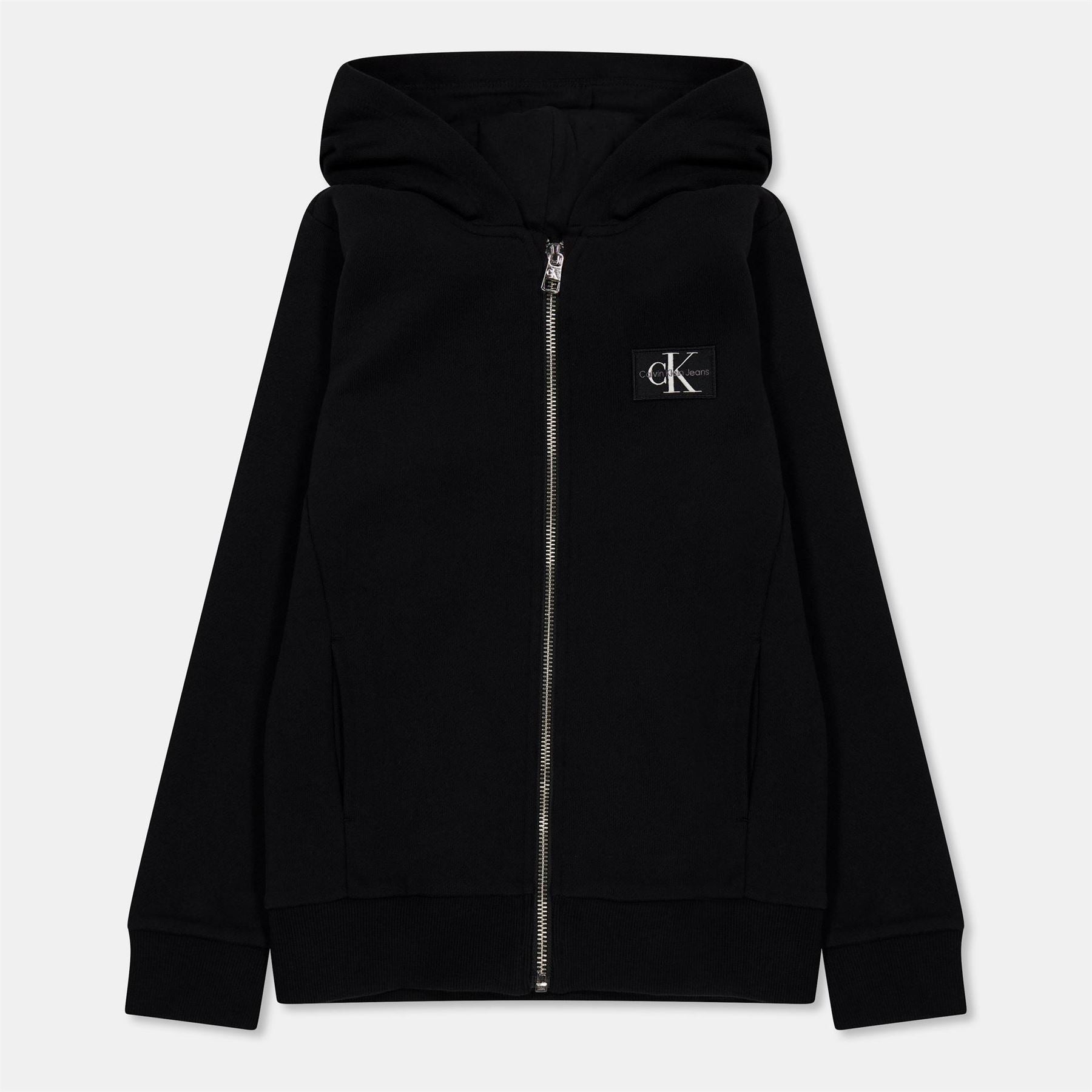 Calvin Klein Jeans Solid Patterned Hooded Neck Sweat Jacket