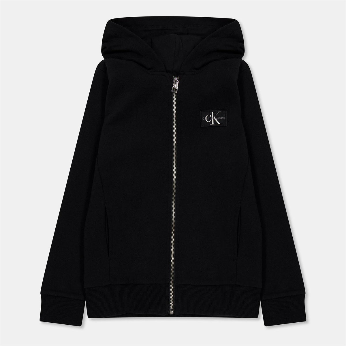 Calvin Klein Jeans Solid Patterned Hooded Neck Sweat Jacket