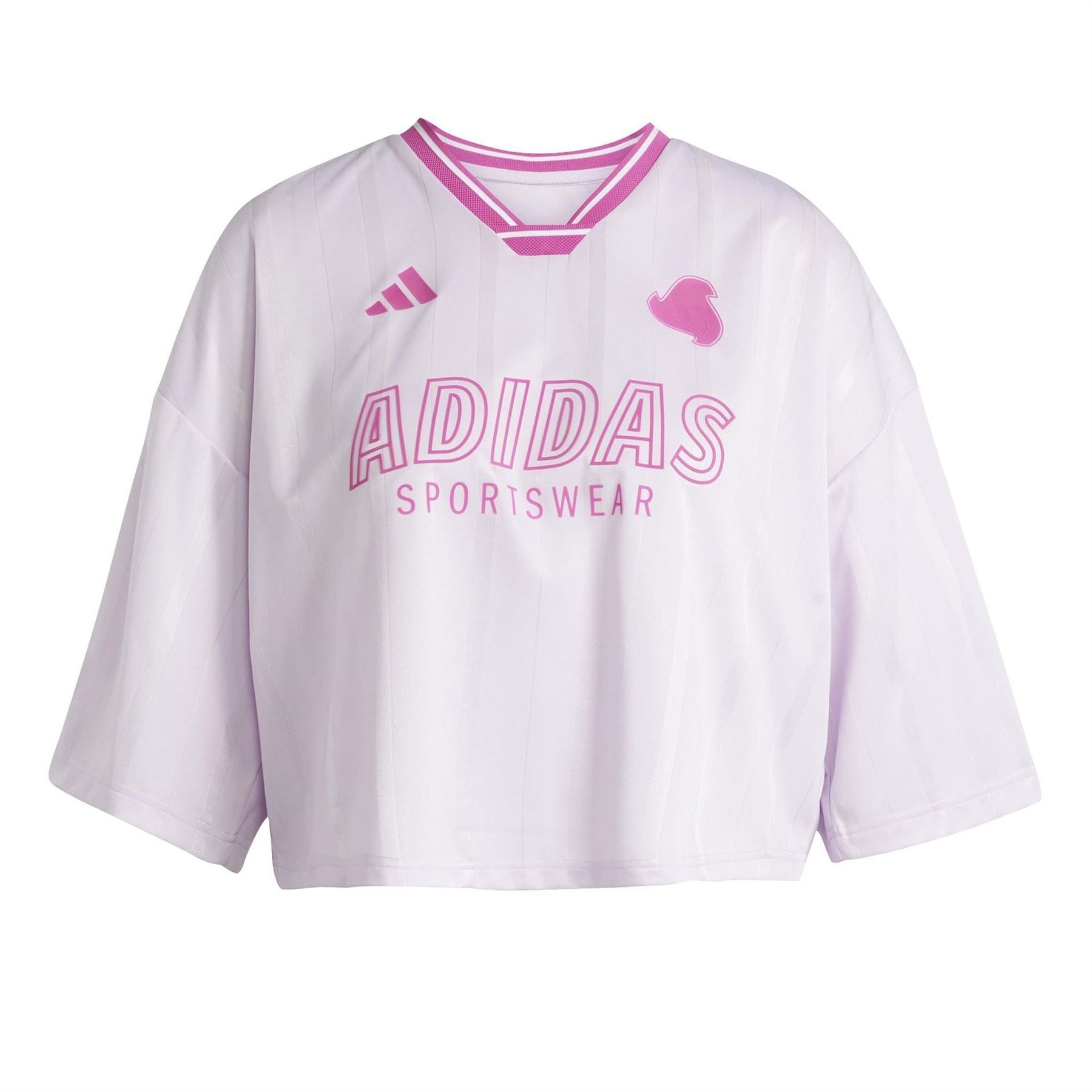 adidas Tiro Three Bar Logo Cropped Drop Shoulder Lettering Relaxed Fit T-Shirt