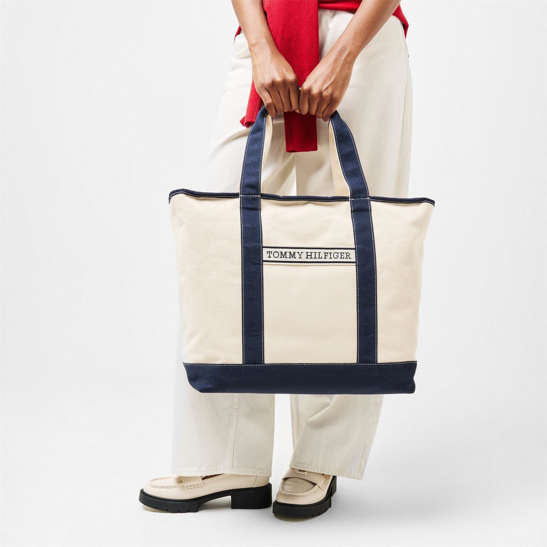 Tommy Hilfiger Summer Canvasas Color Block Tote with Logo