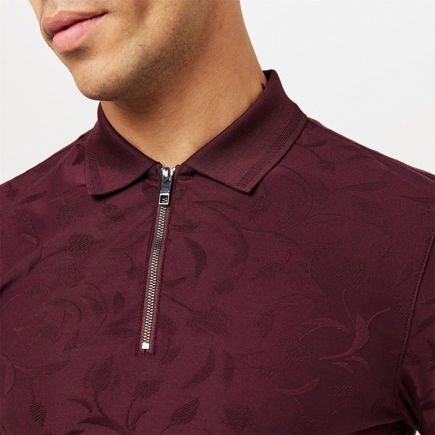Ted Baker Regular Fit Half Zipper  Short Sleeve Shirt
