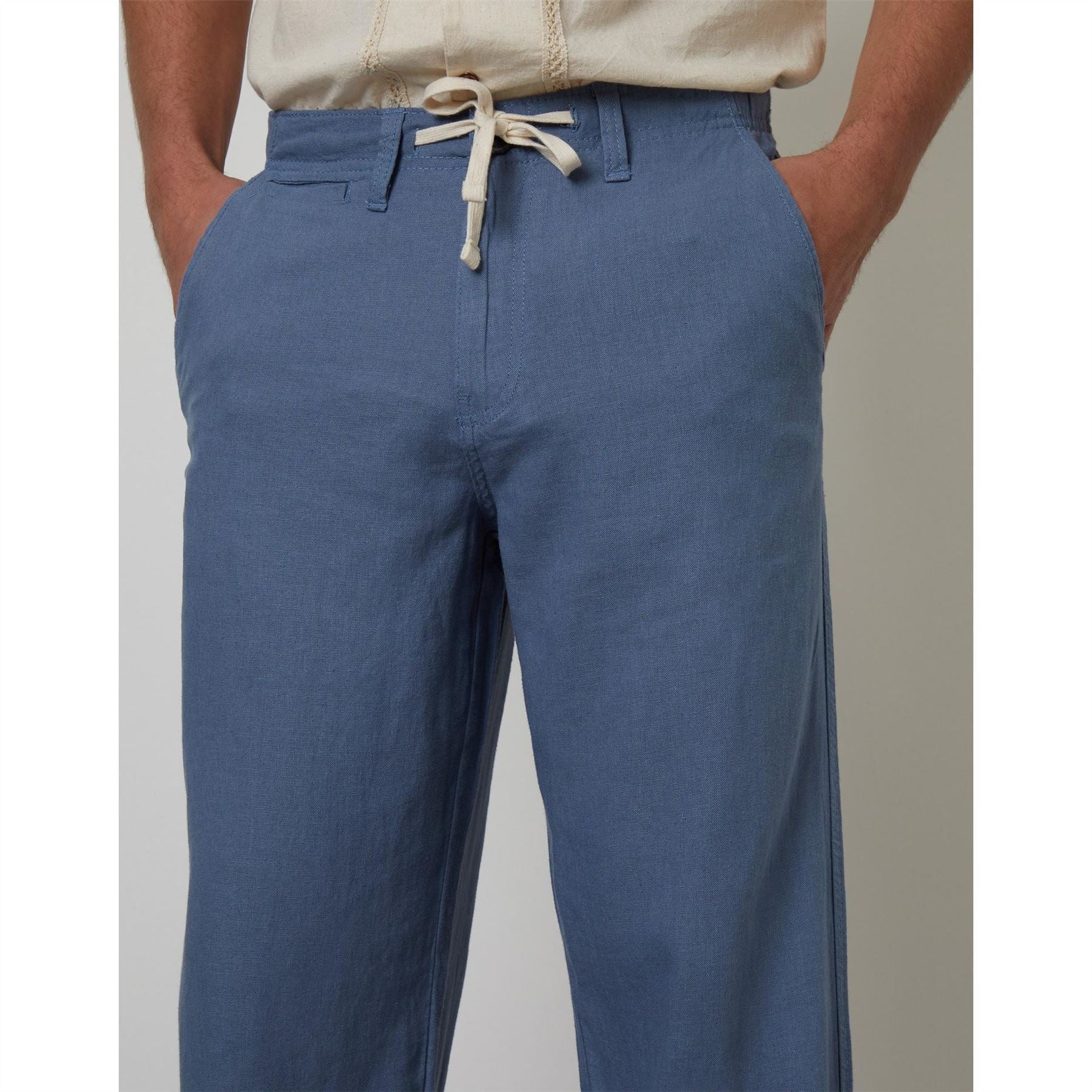 Threadbare Linen Solid Patterned Straight Trousers