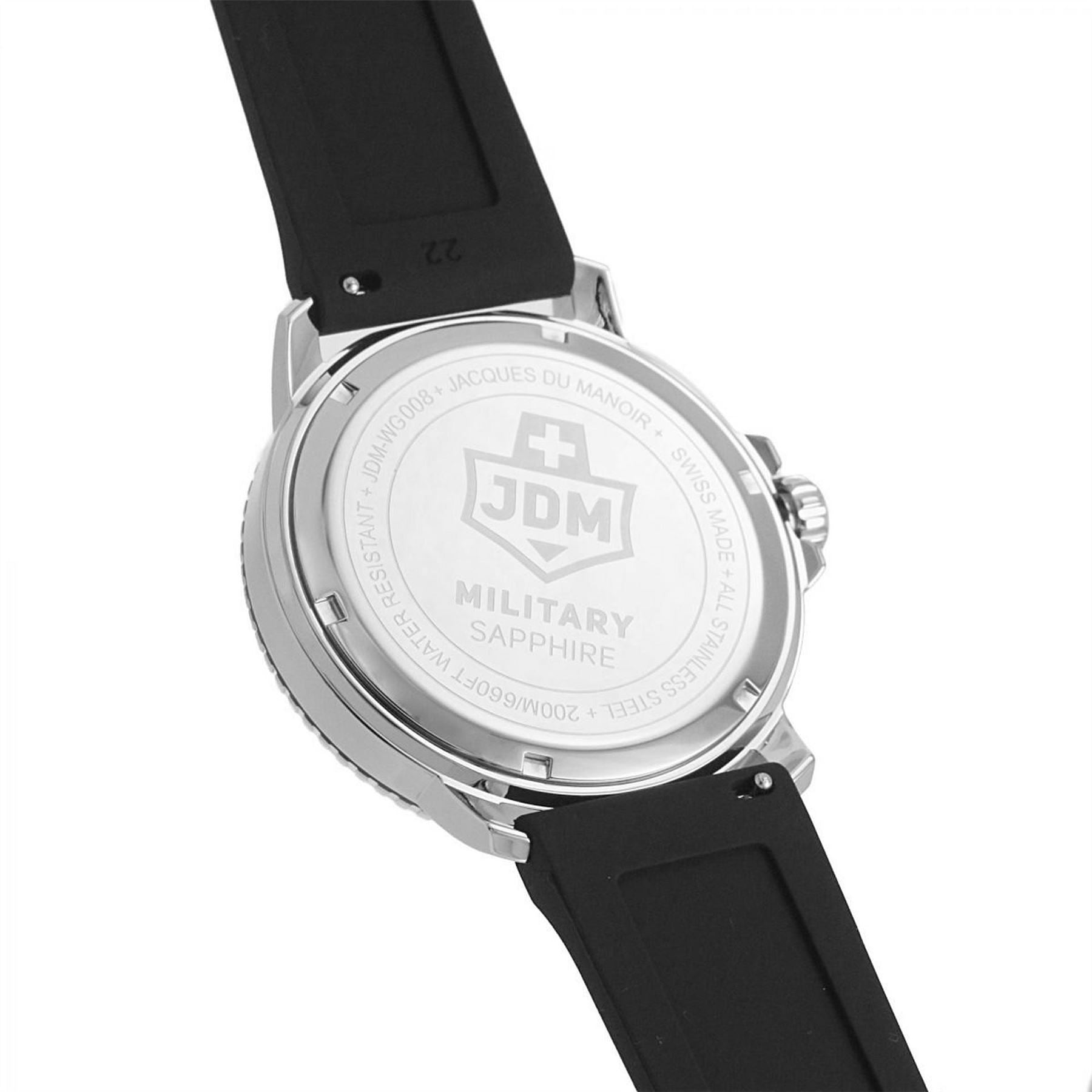 JDM Military Tango Black Silicone Green Dial Watch