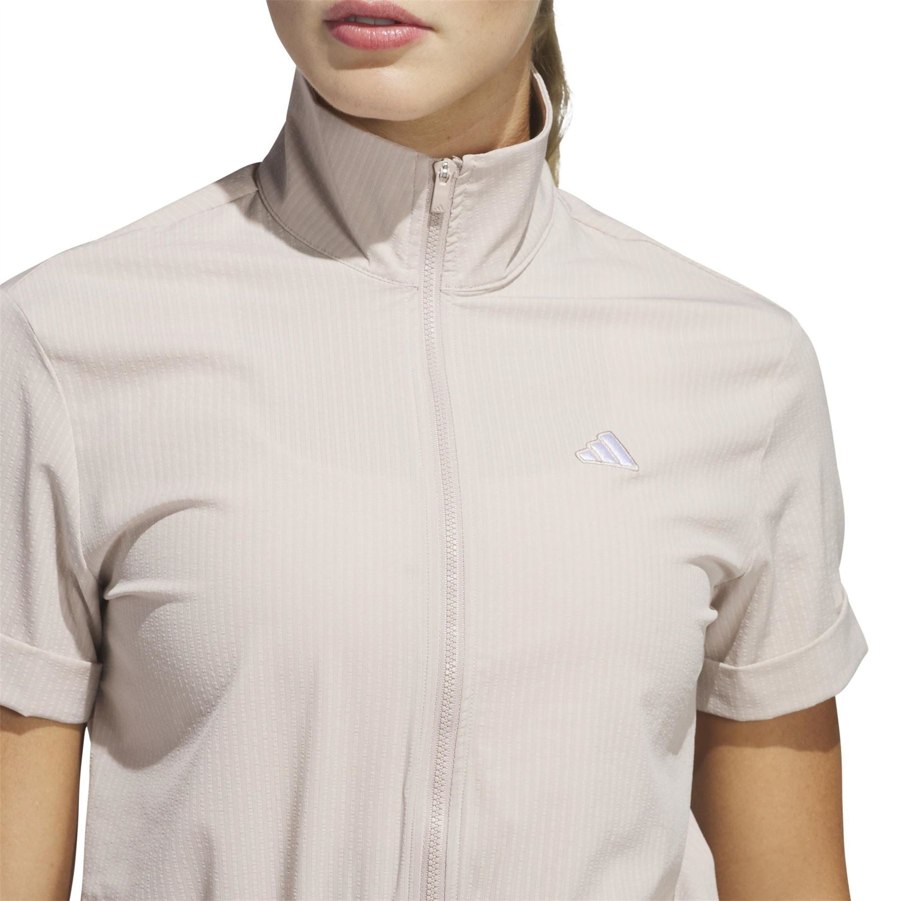 adidas Collared Neck Short Sleeve Solid Patterned Playsuit