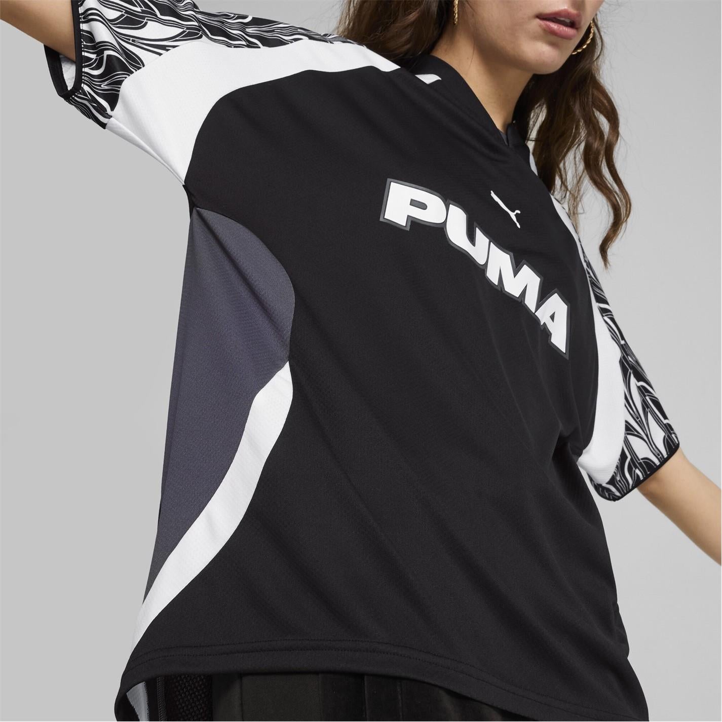 Puma V-Neck Logo Print Short Sleeve T-Shirt