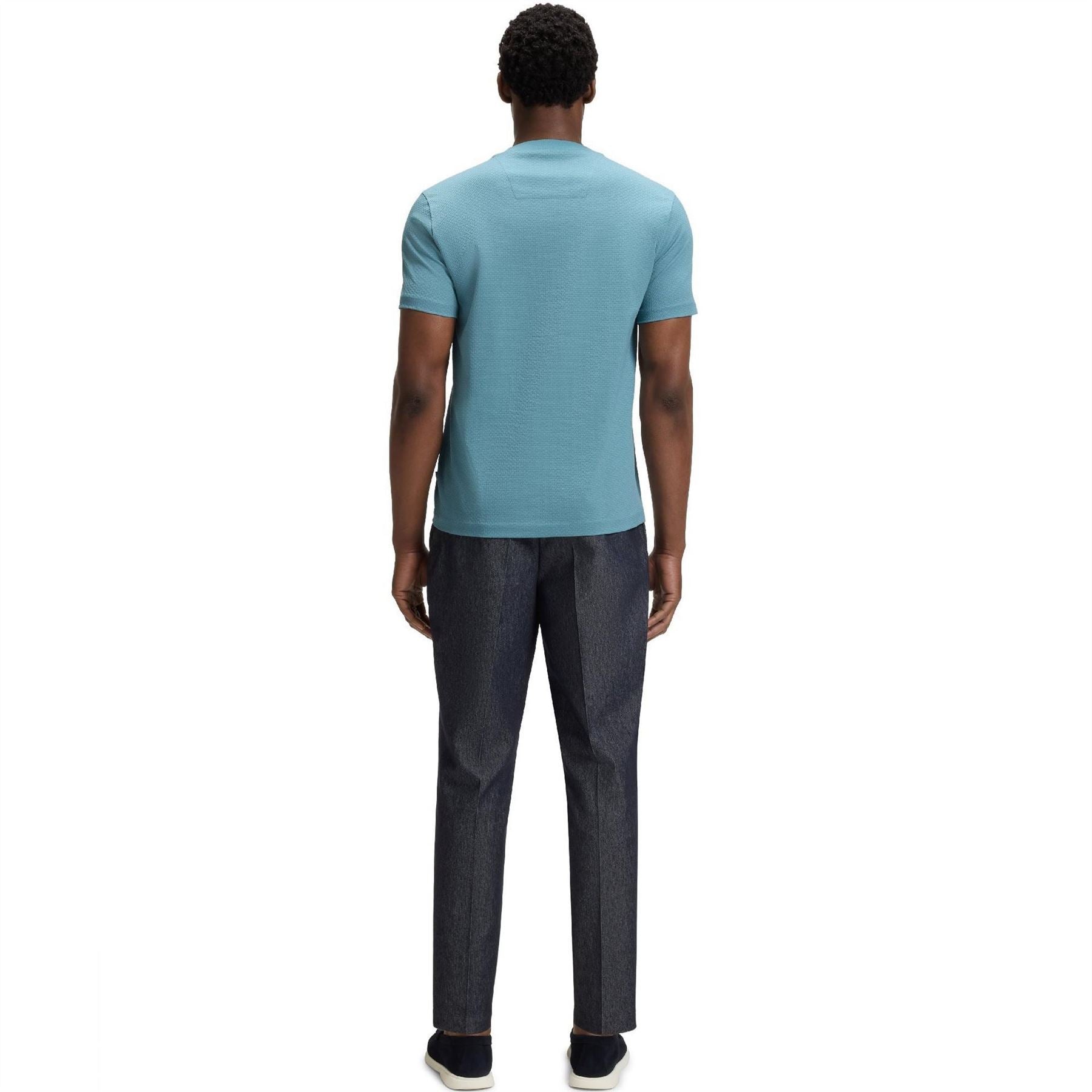Boss Crew Neck Ribbed Collar Short Sleeve T-Shirt