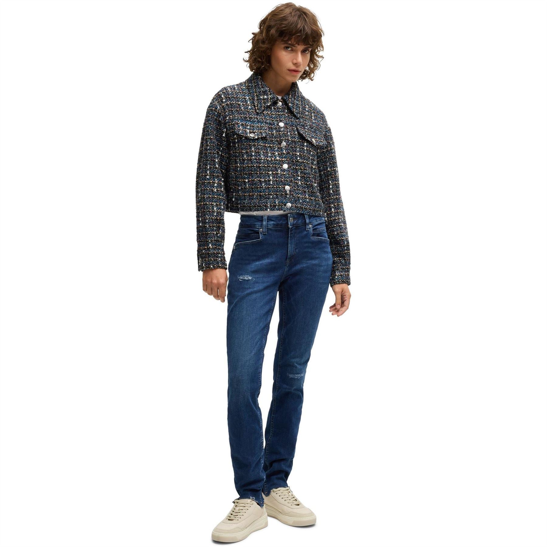 Boss Distressed Slim Fit Five Pocket Jeans