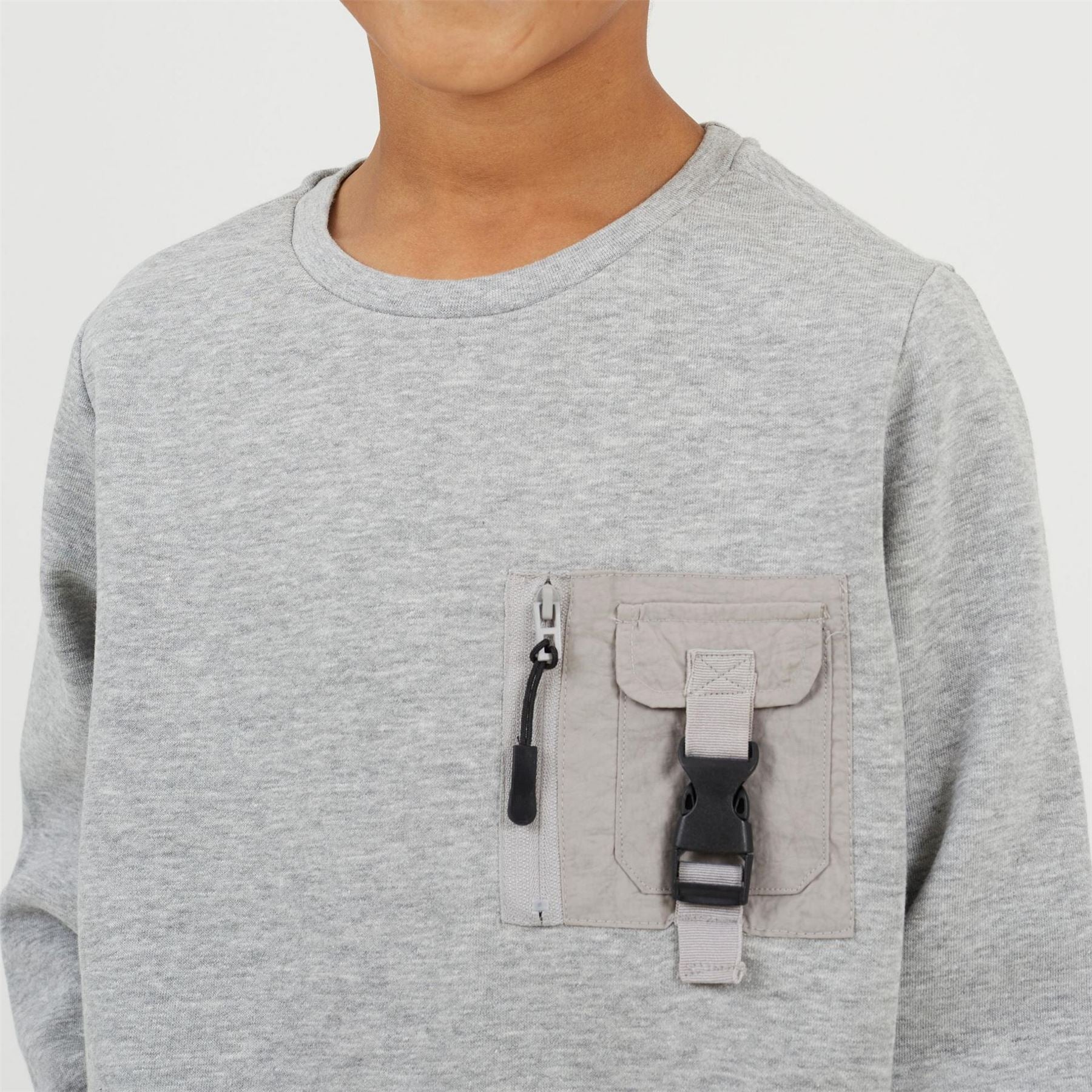 Brave Soul Crew Neck Long Sleeve Sweatshirt with Chest Pocket
