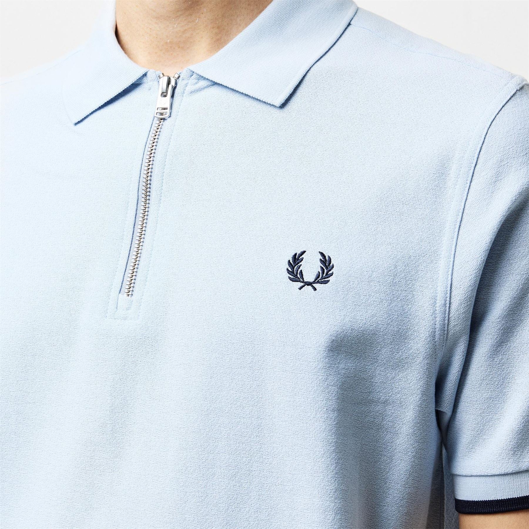 Fred Perry Crepe Zipped Short Sleeve Polo Shirt