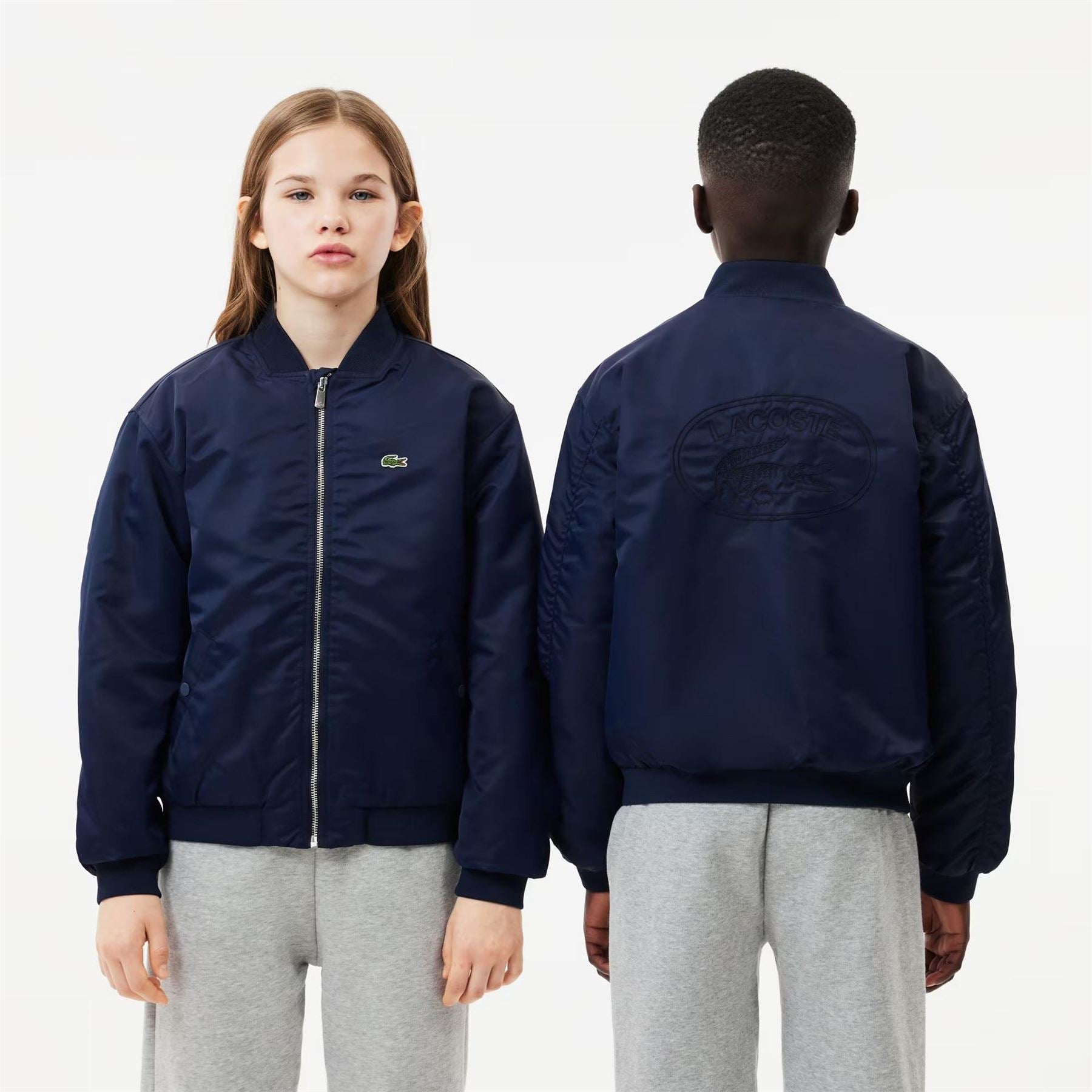 Lacoste Embroidered Bomber Jacket with Ribbed Cuff