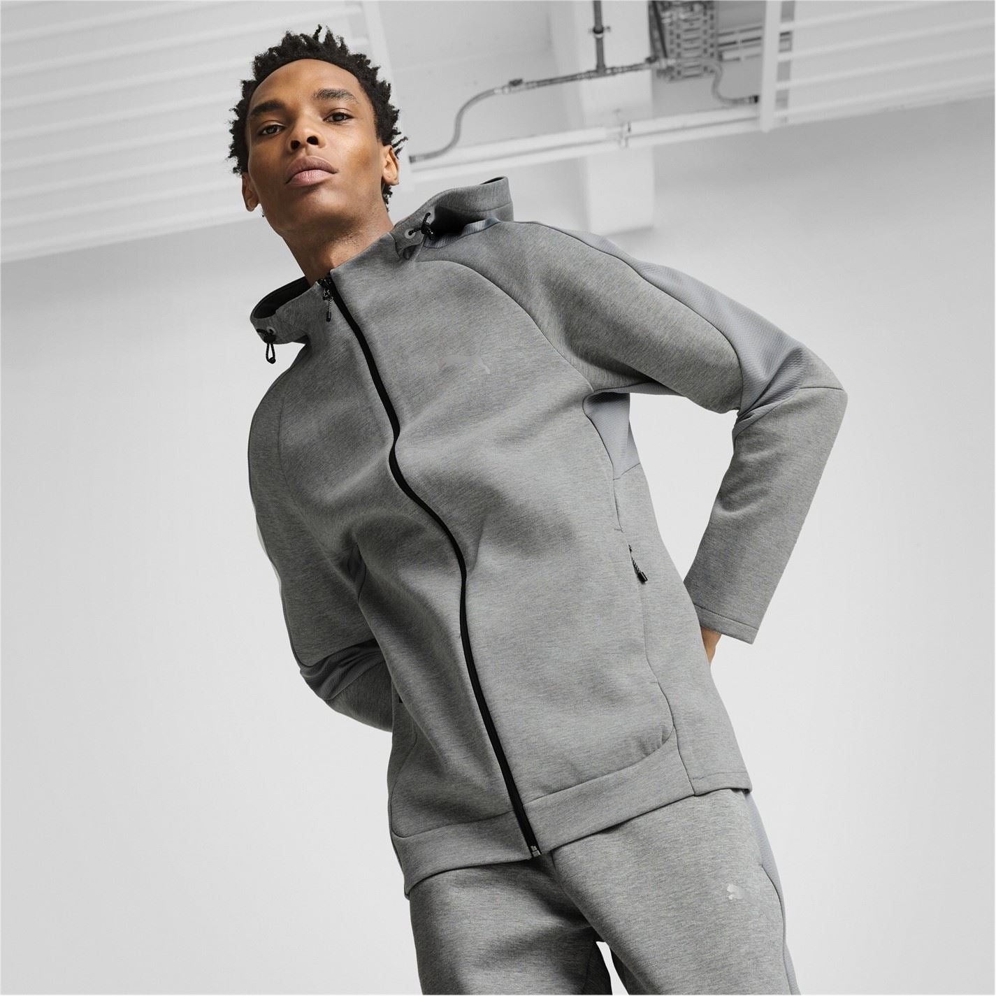 Puma Full Zip Hooded Hip Length Relaxed Fit Top