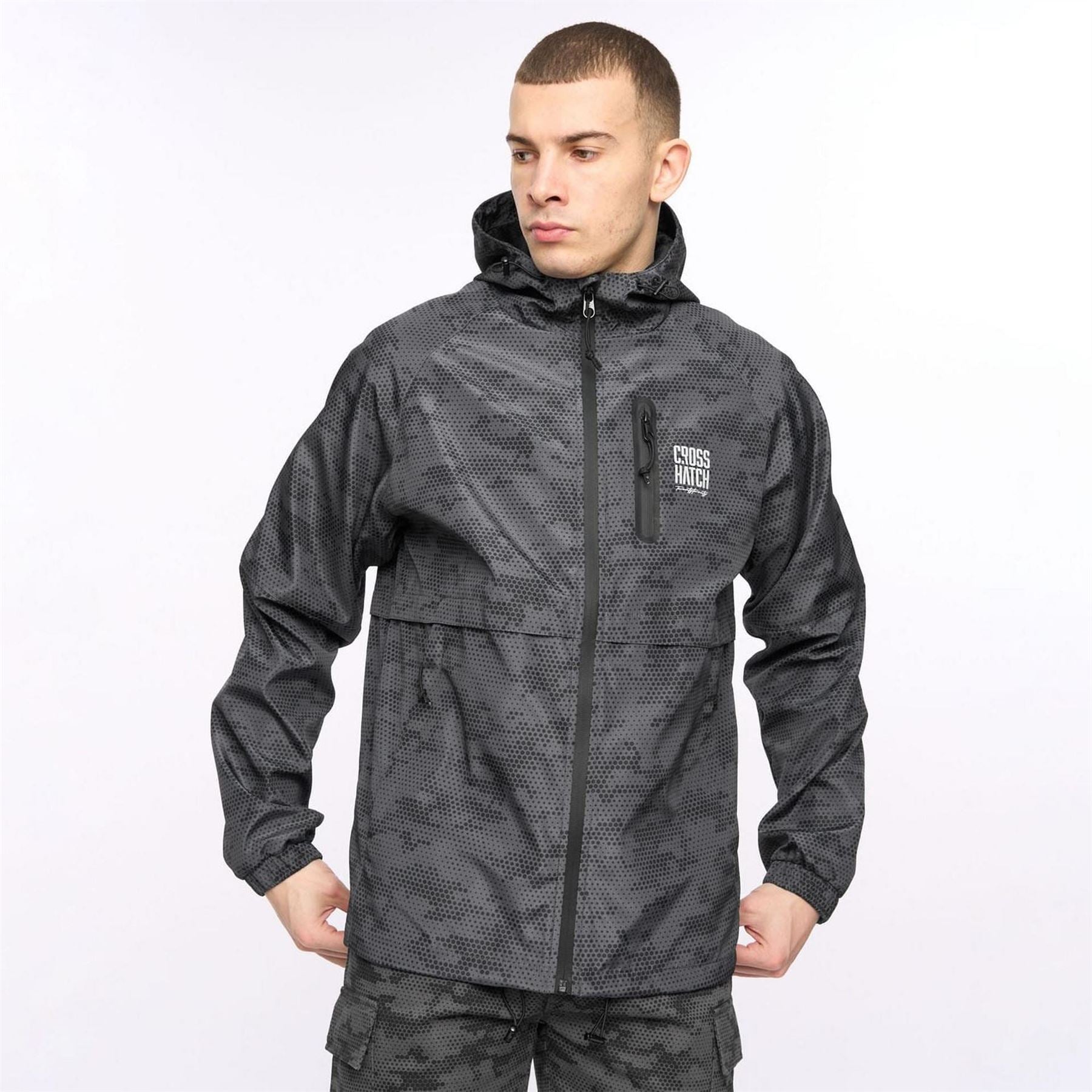 Crosshatch Allover Print Jacket