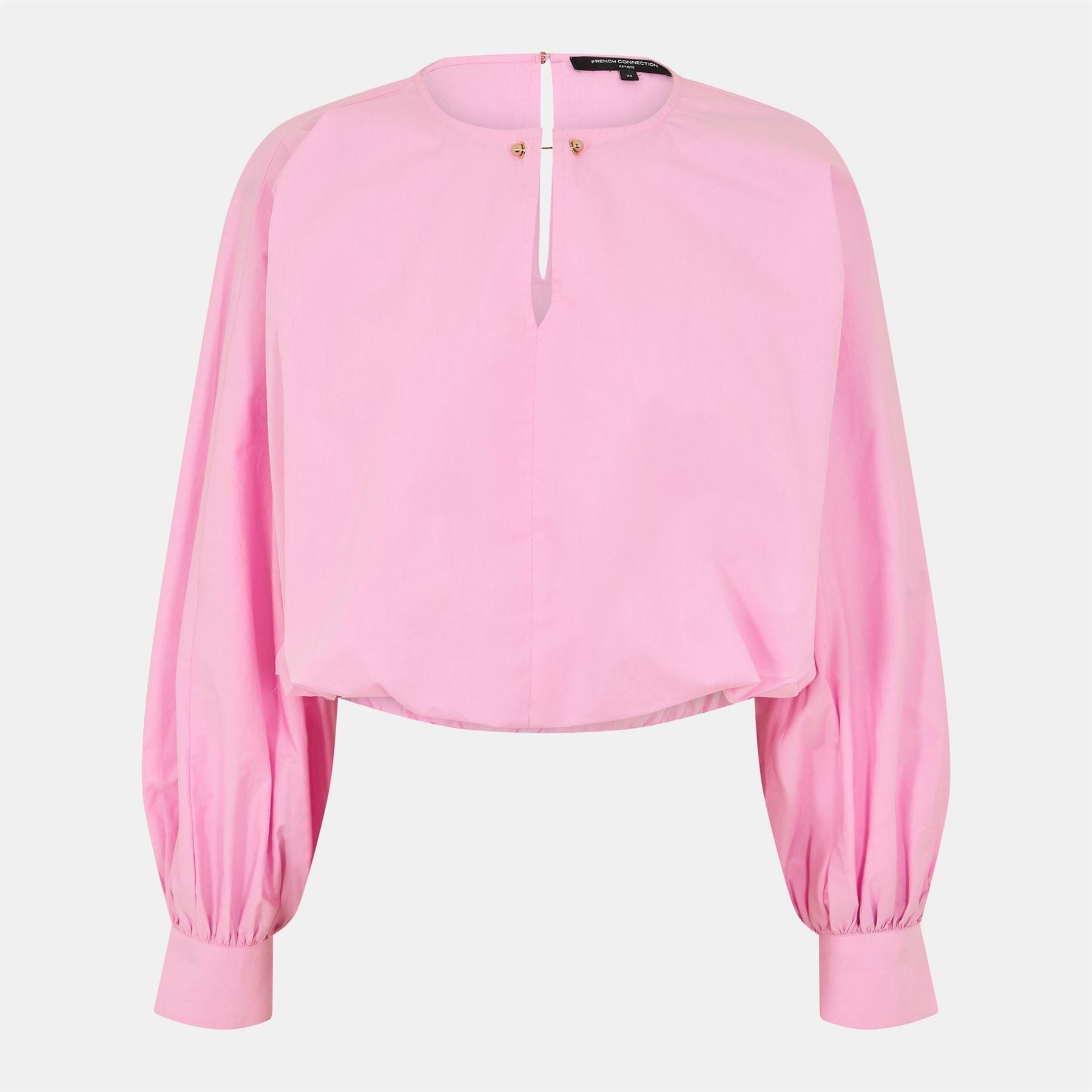 French Connection Relaxed Fit Keyhole Neck Long Sleeve Blouse