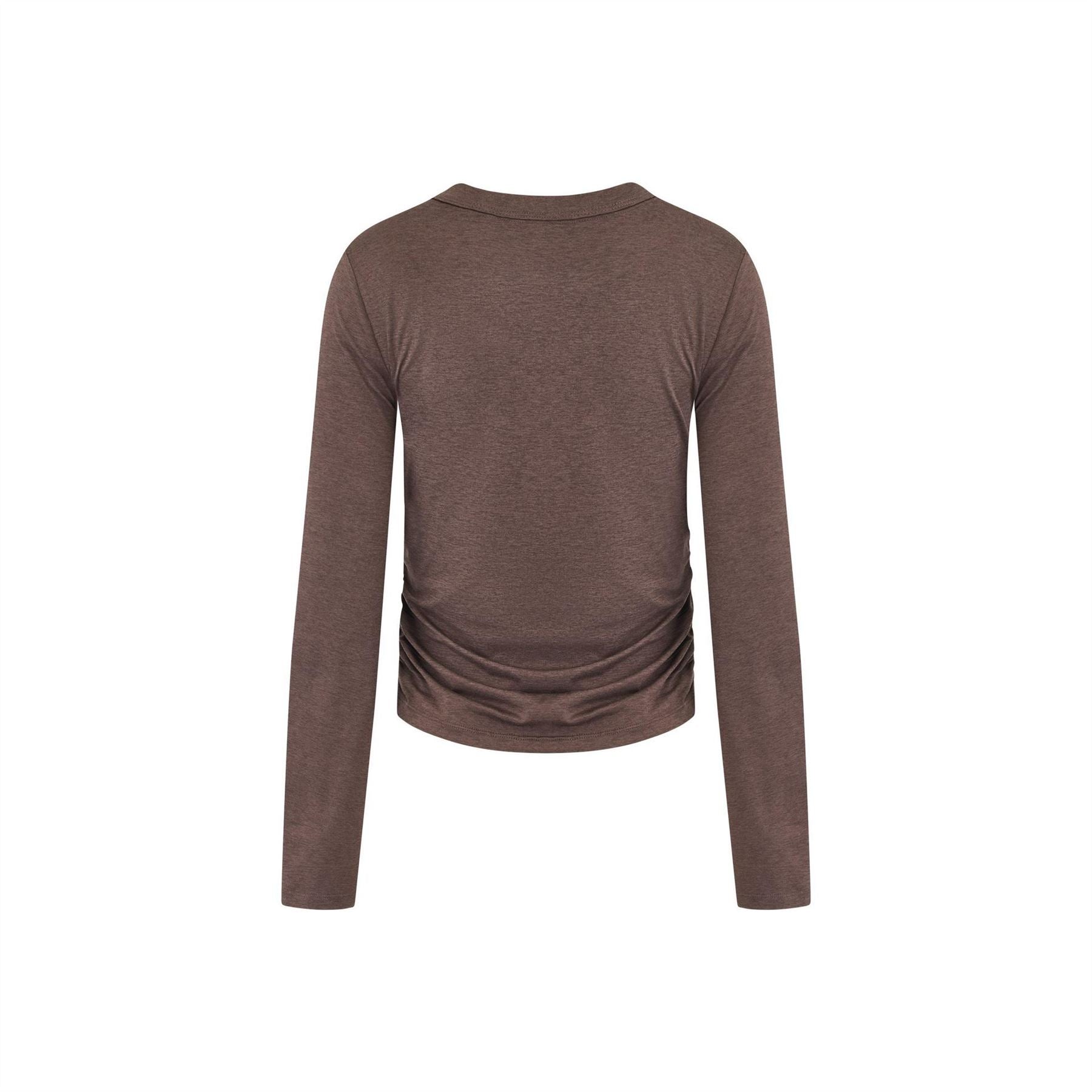 DKNY Long Sleeve Ruched Slim Fit T-Shirt
