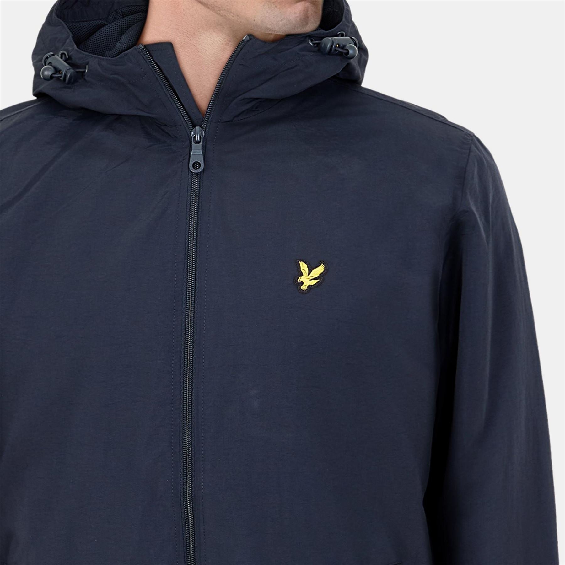Lyle and Scott Zip Through Cotton Wind Resistant Long Sleeve Hooded Rain Anorak