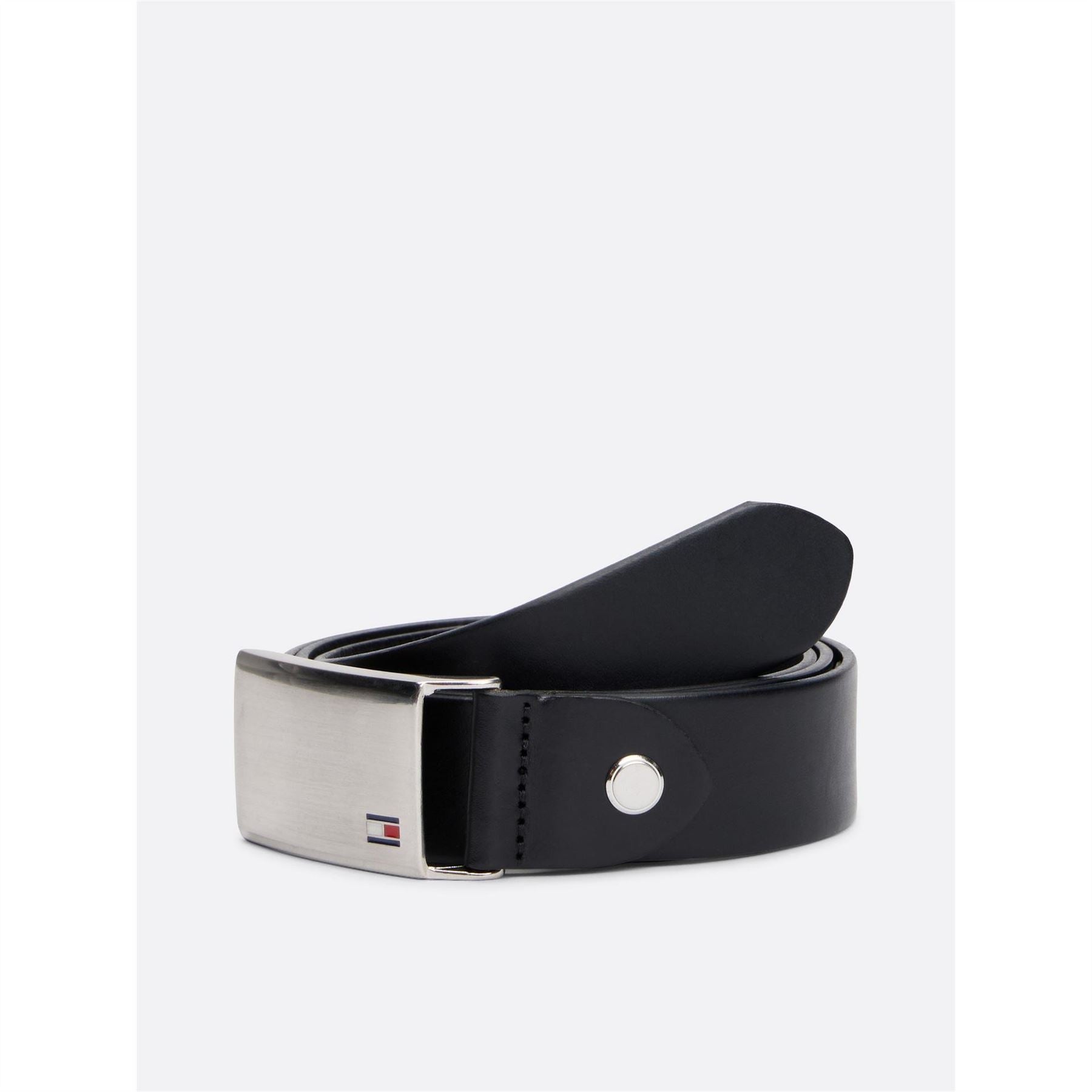 Tommy Hilfiger Logo Plaque Leather Belt