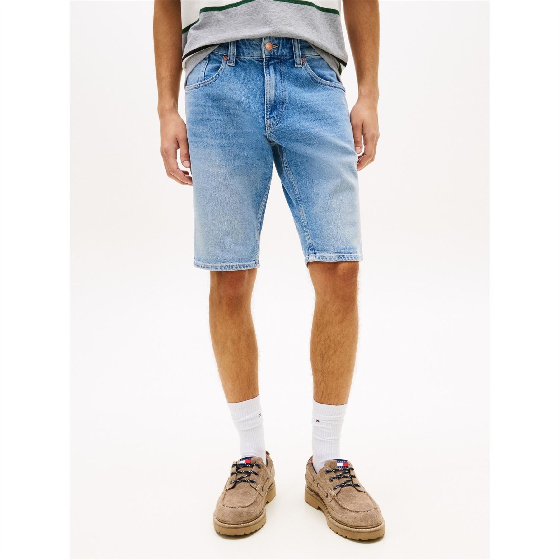 Tommy Jeans Denim Bermuda Shorts Solid Patterned