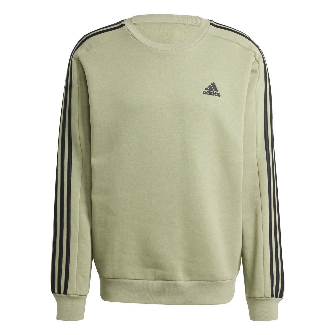 adidas Mens Essentials Crew 3 Stripes Pullover Sweatshirt