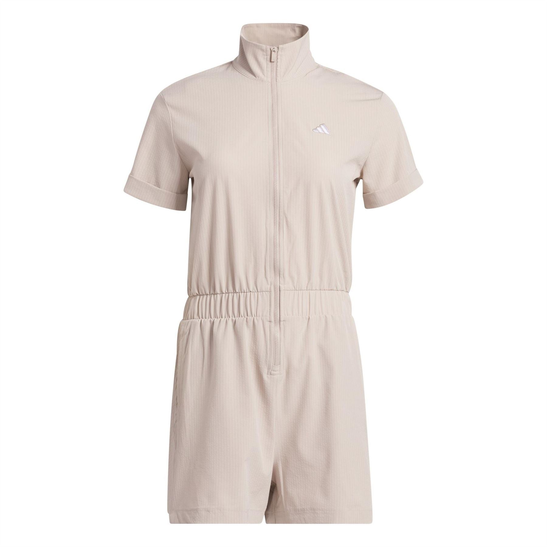 adidas Collared Neck Short Sleeve Solid Patterned Playsuit