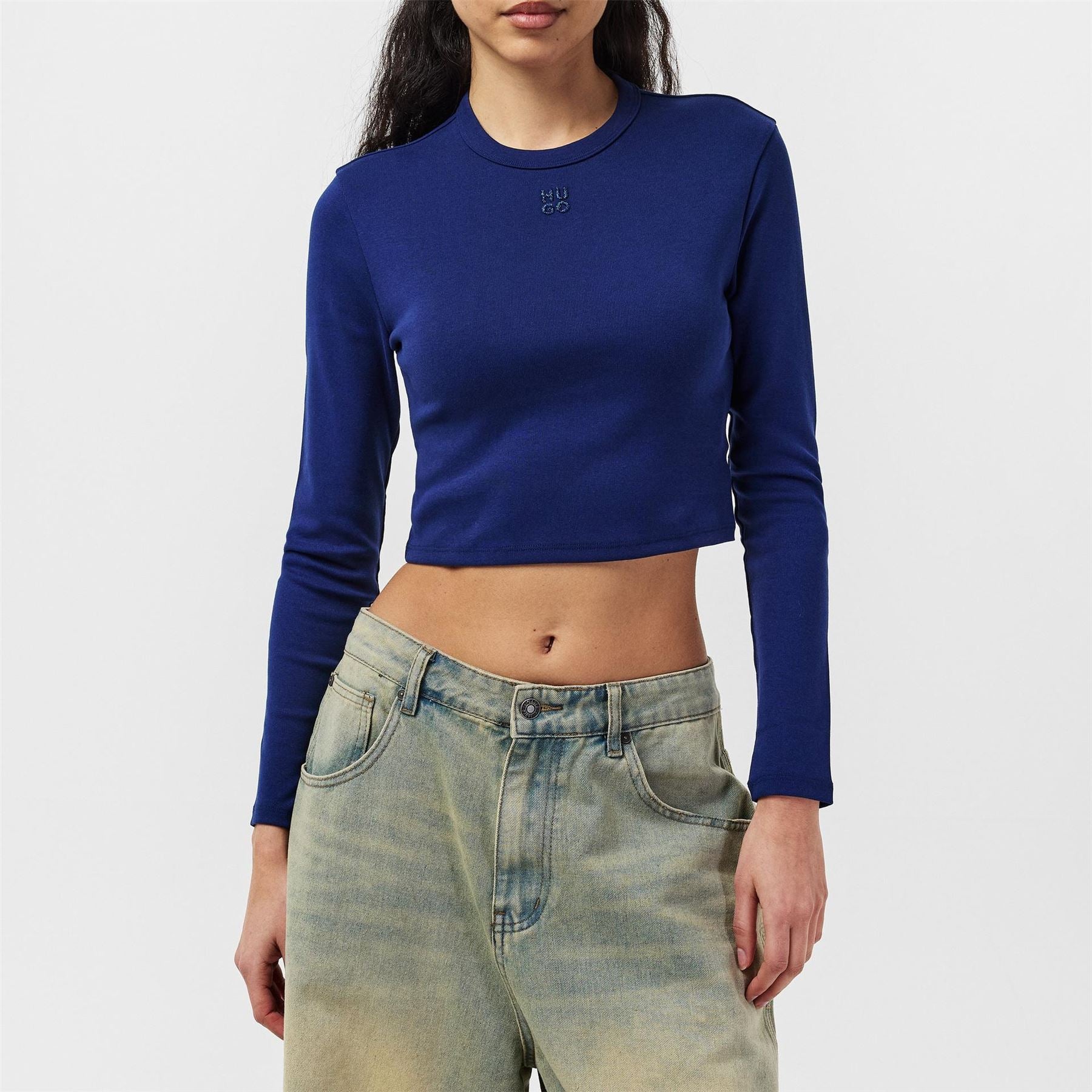 Hugo Cropped Crew Neck Regular Fit T-Shirt