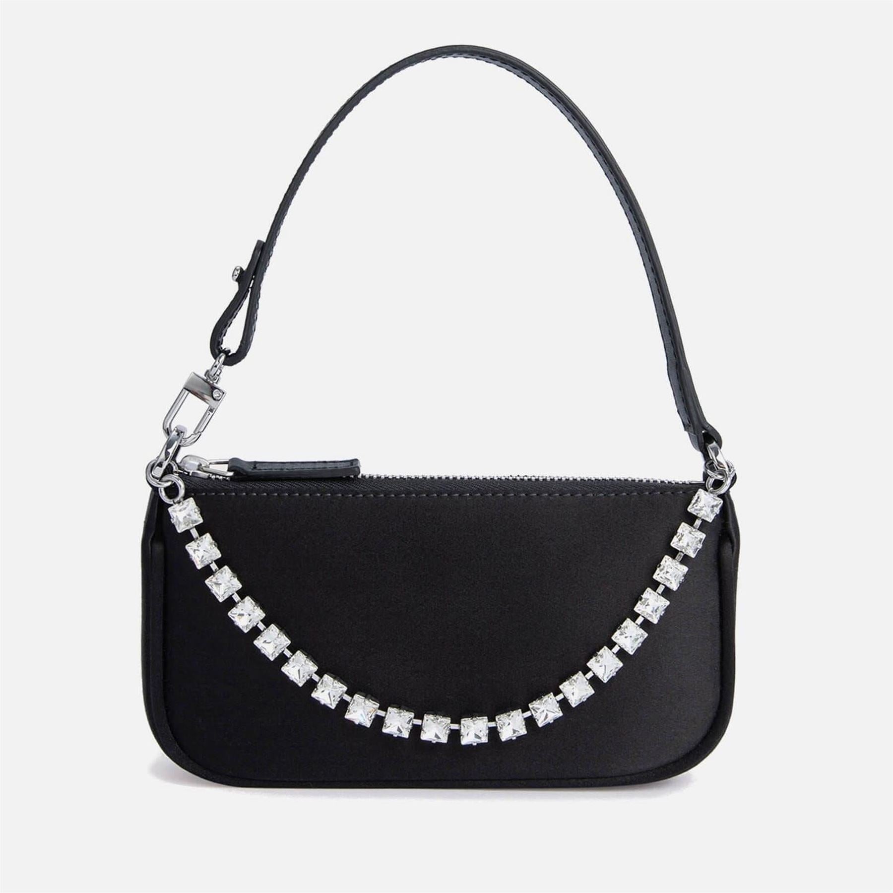 By Far Rachel Silk Satin And Crystal Chain Bag