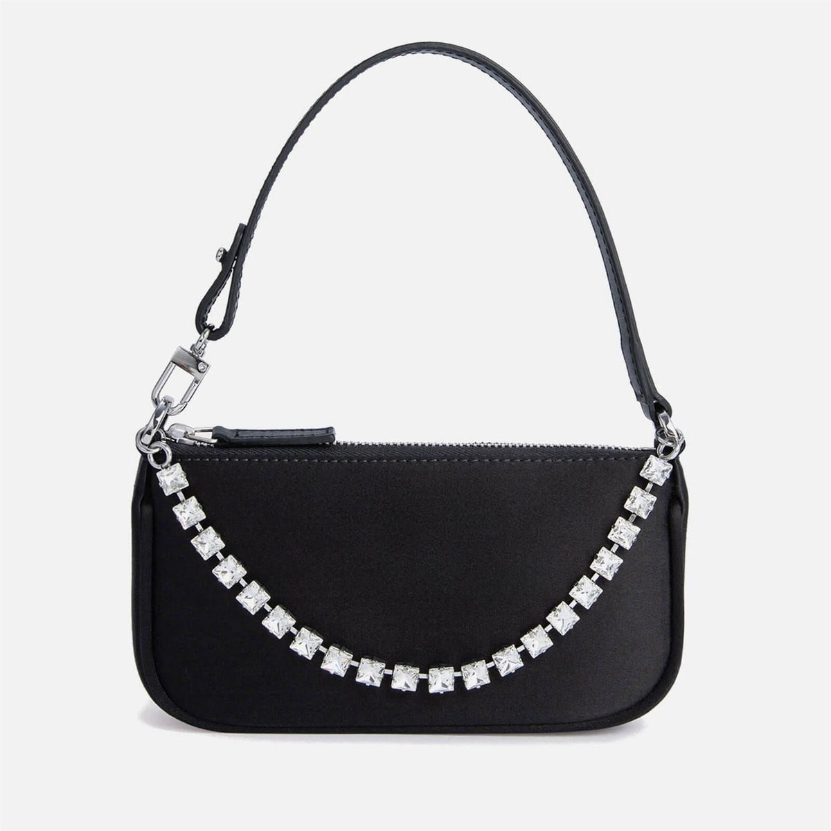 By Far Rachel Silk Satin And Crystal Chain Bag