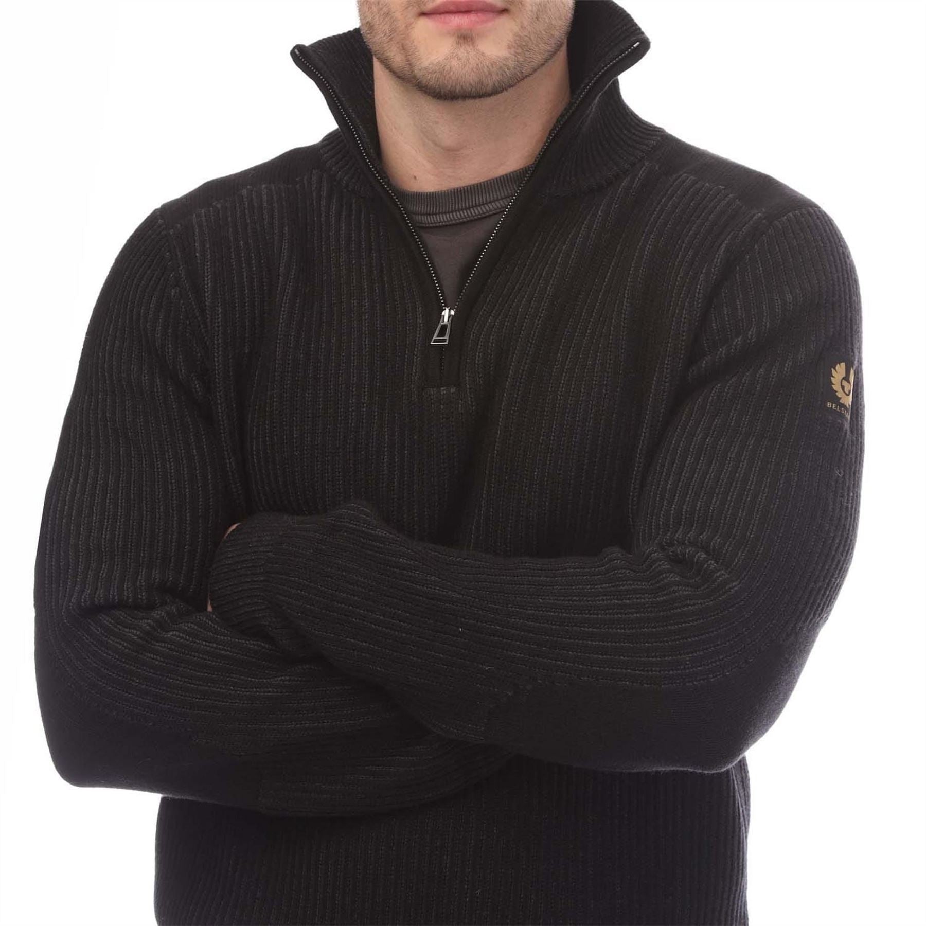 Belstaff Wool Rib Stanley Quarter Zip Jumper