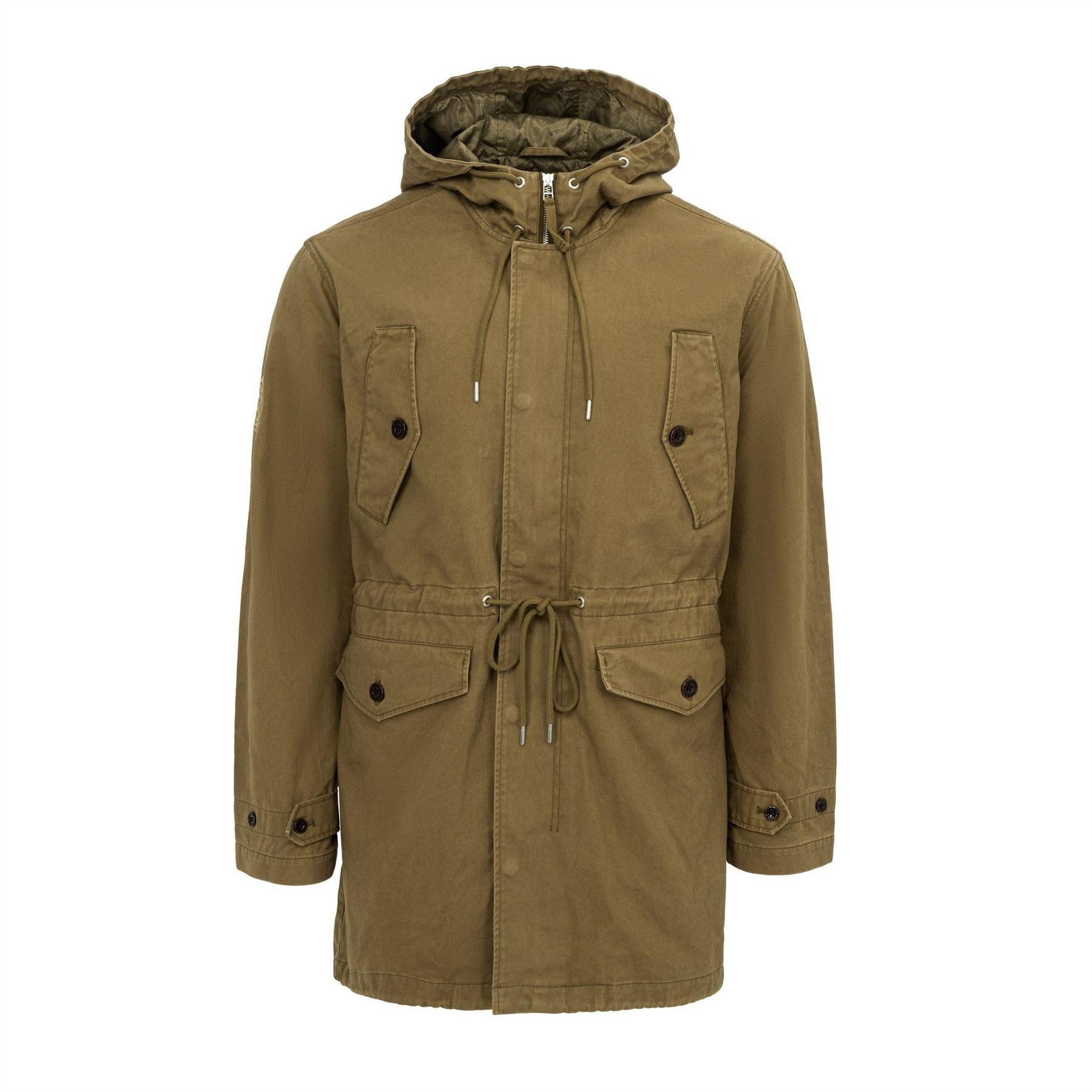 Pretty Green Pg Cassette Cotton Hooded 4 Pocket Full Zip Parka