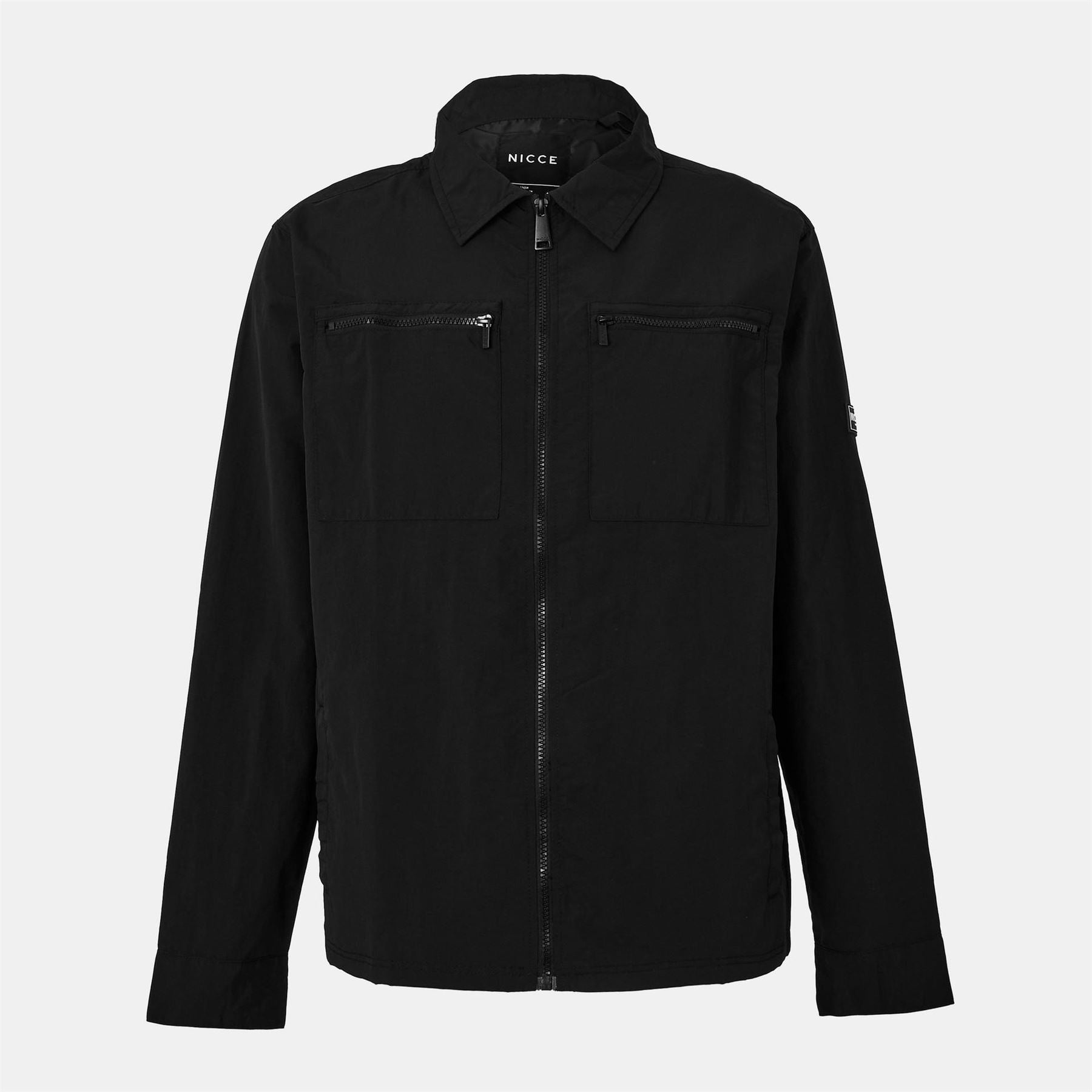 Nicce Solid Patterned Snap Button Zipped Pocket Overshirt