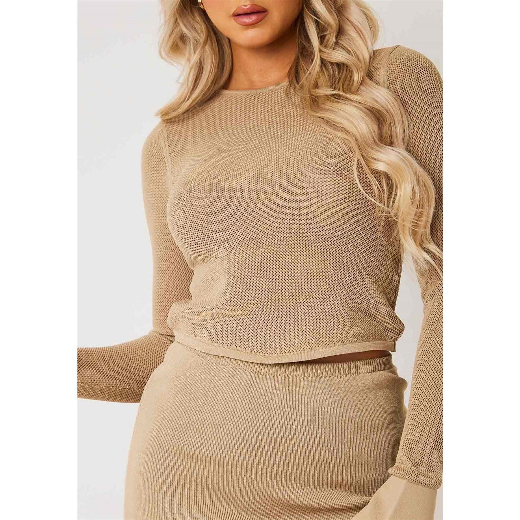 Missy Empire Womens Sheer Knit Flare Cuff Top