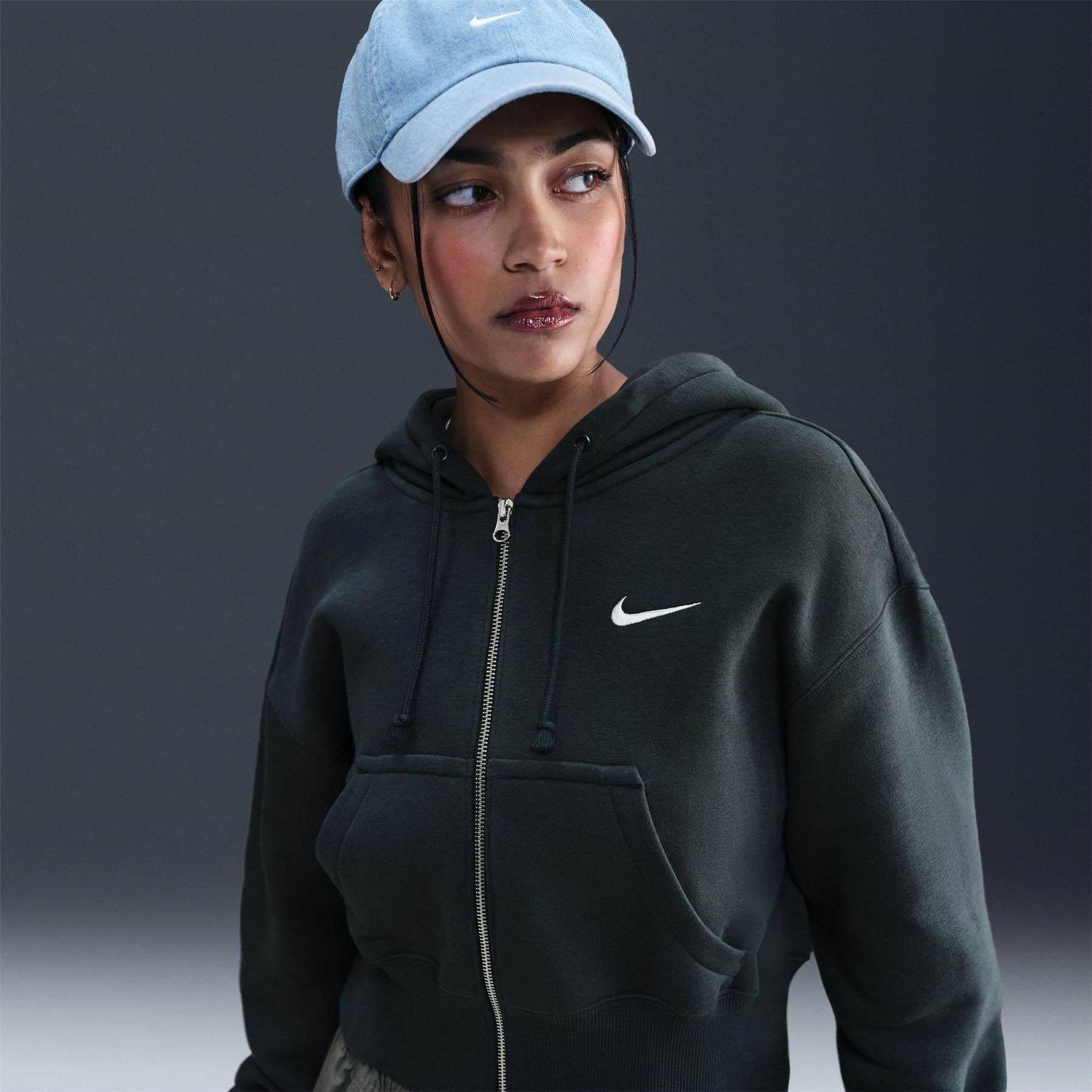 Nike Phoenix Fleece Cropped Full Zip Hoodie