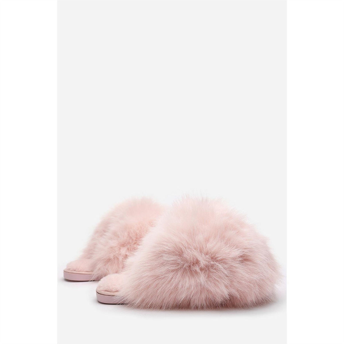 Wheres That From Ultimate Fluffy Beige Faux Fur Mule Slippers