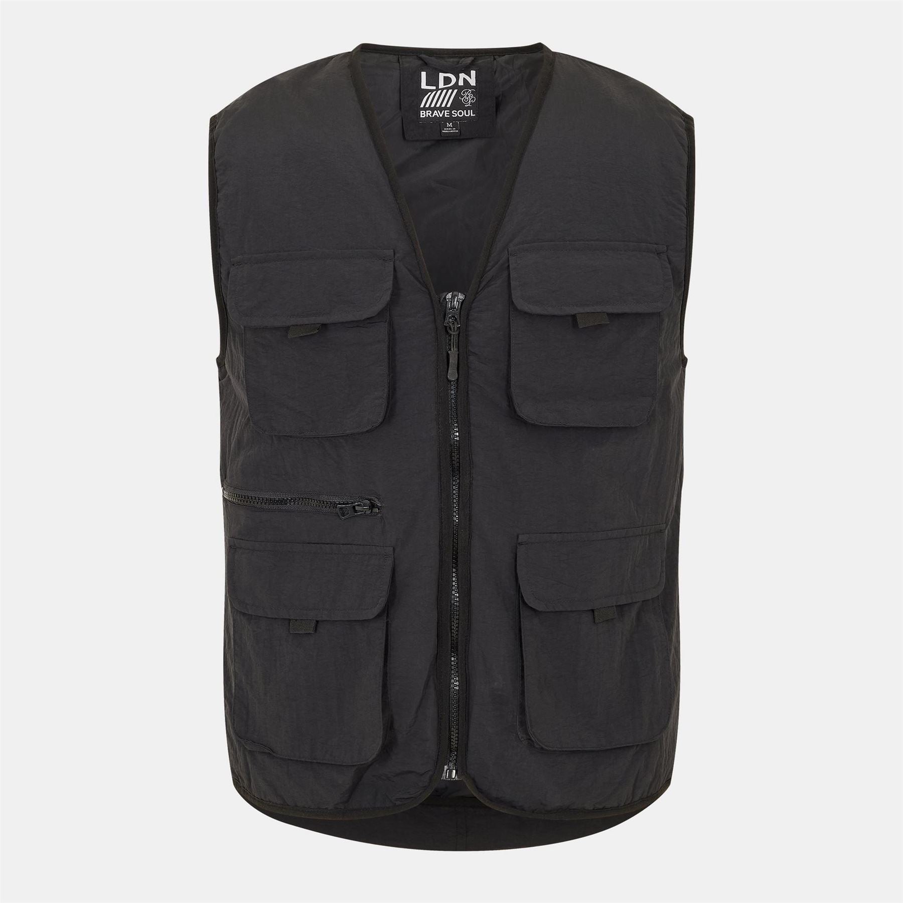 Brave Soul Mens Black Padded Utility Vest