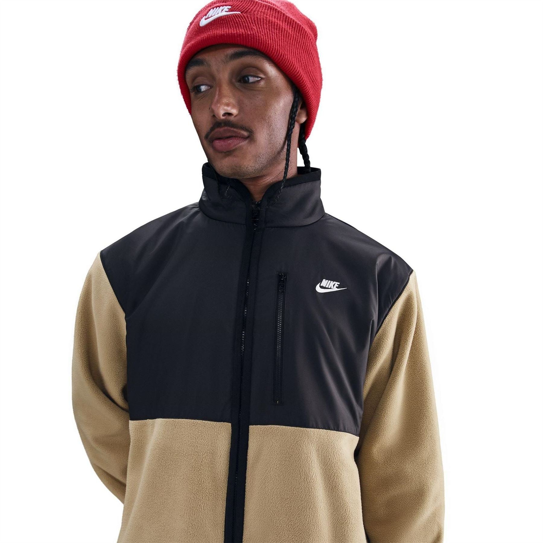 Nike Solid Patterned Full Zipper Sweat Jacket with Zipped Pocket