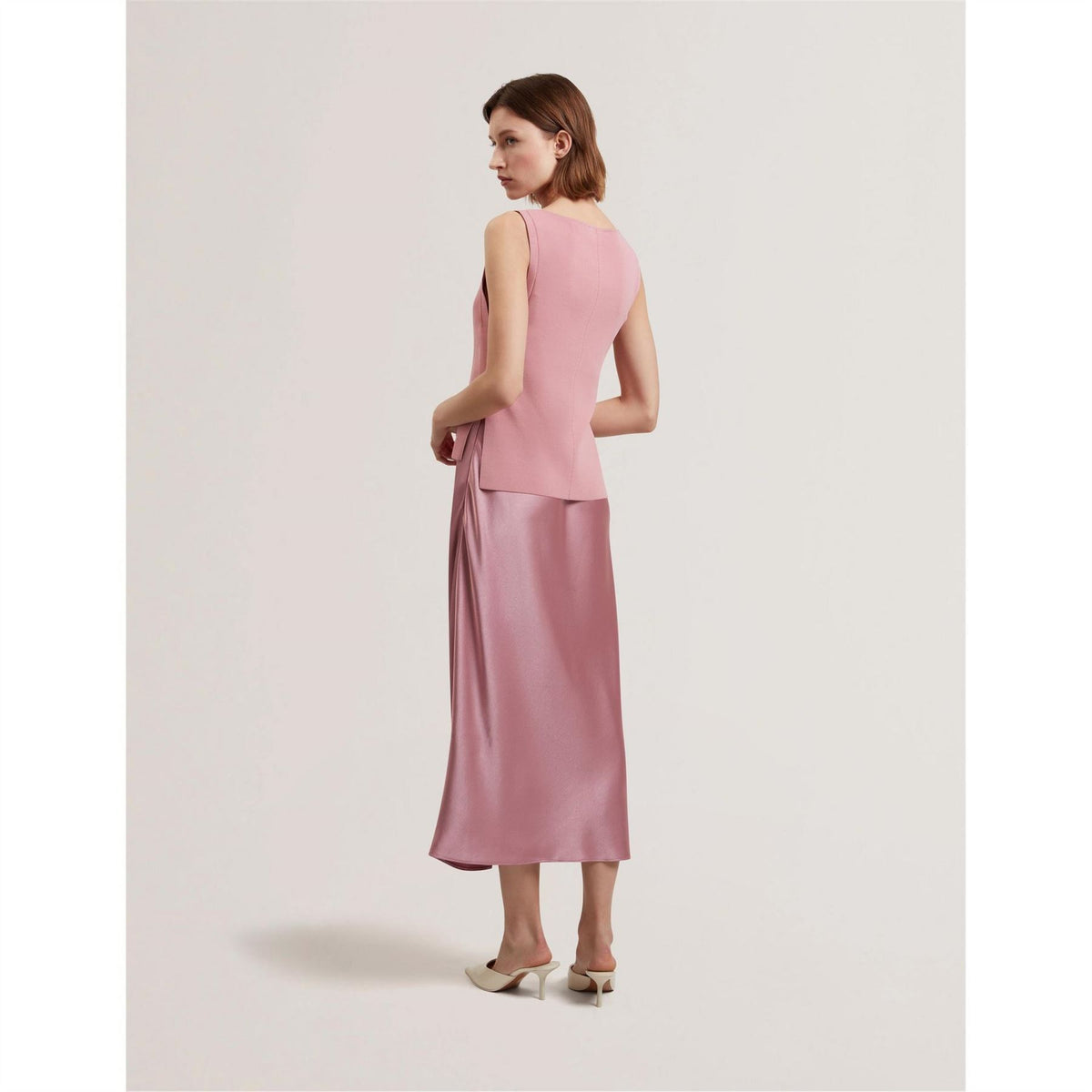 Ted Baker Knit Satin Sleeveless Midi Dress
