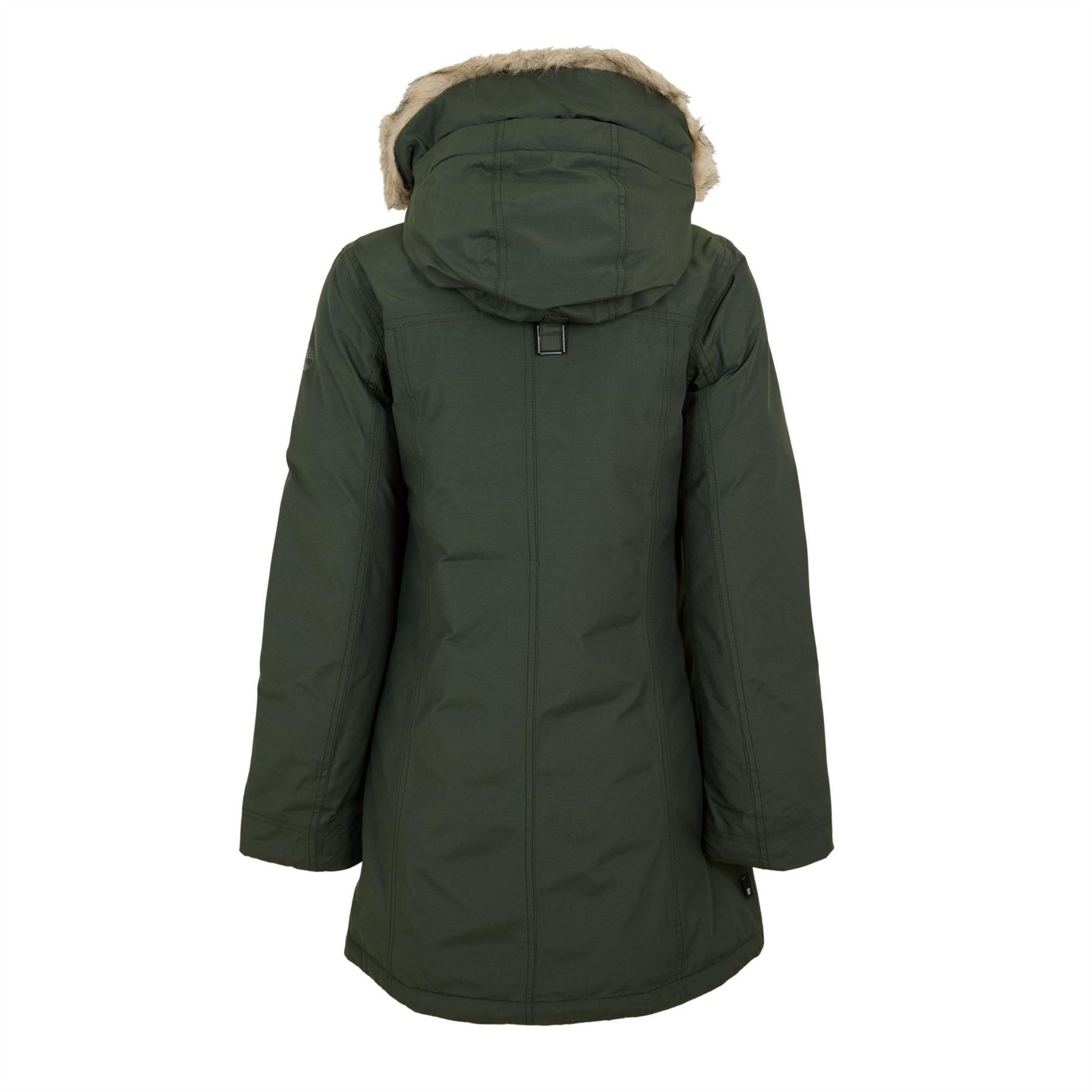 Timberland Solid Patterned Snap Button Fur Trim Parka Coat