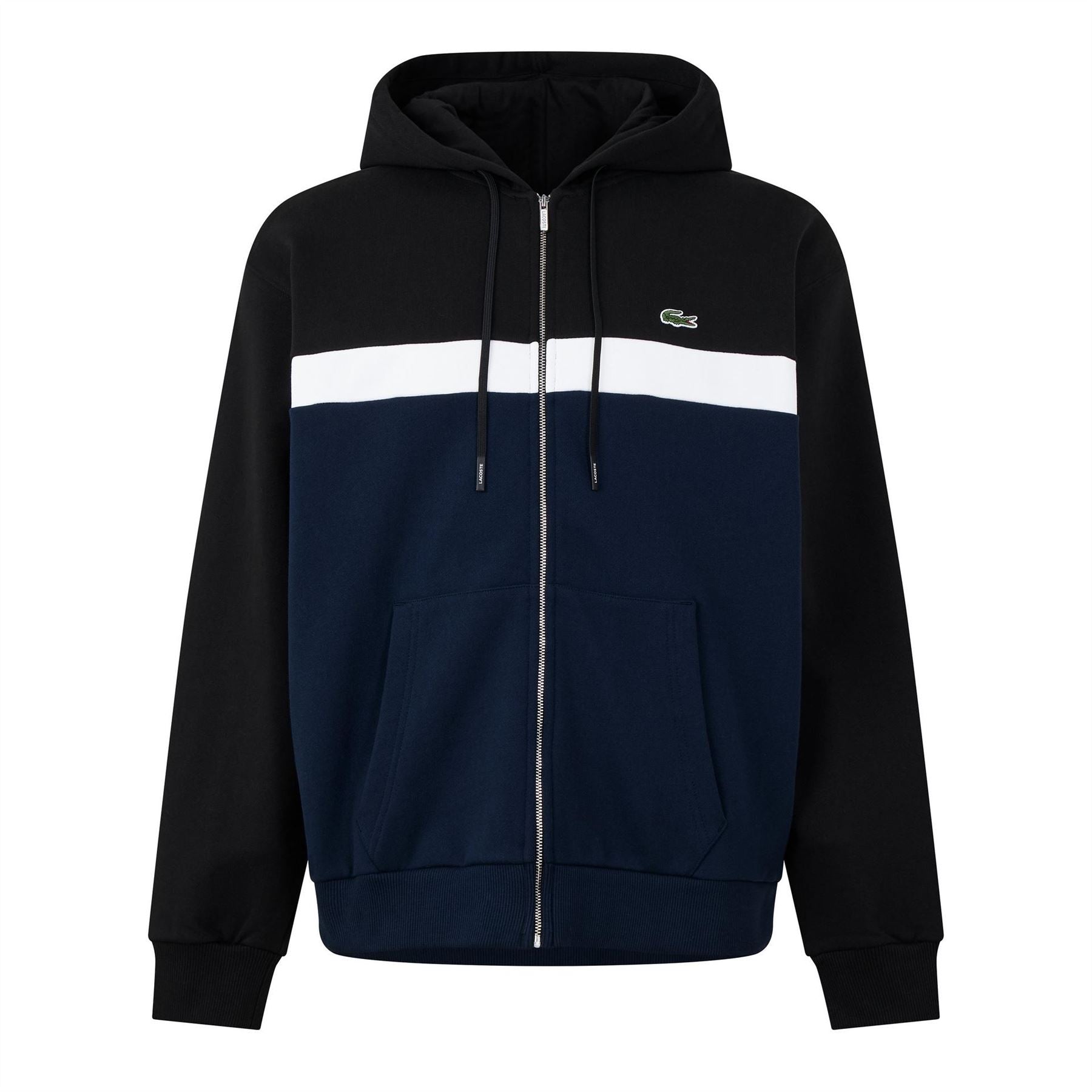 Lacoste Colour Block Cotton Long Sleeve Full Zip Fleece Top