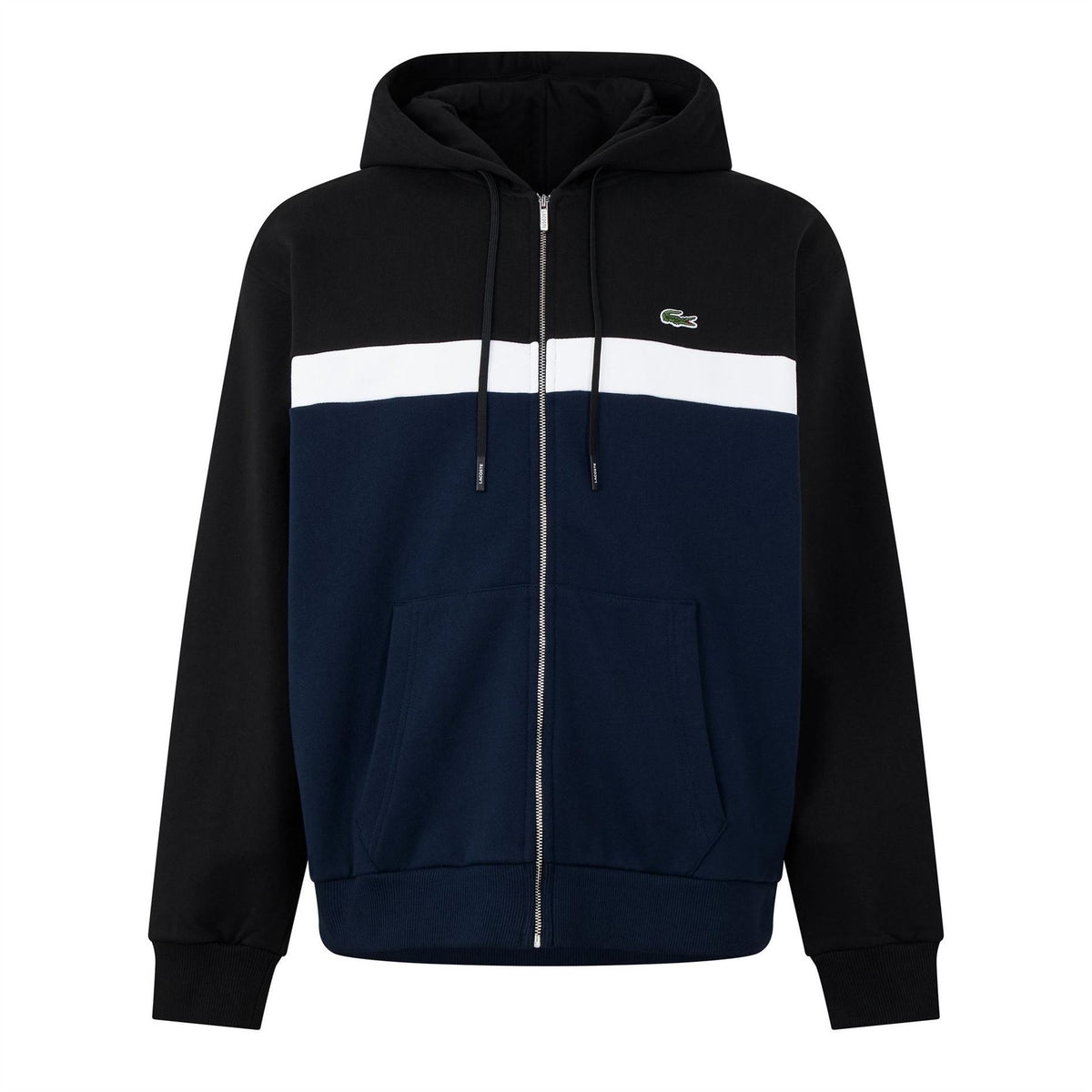 Lacoste Colour Block Cotton Long Sleeve Full Zip Fleece Top
