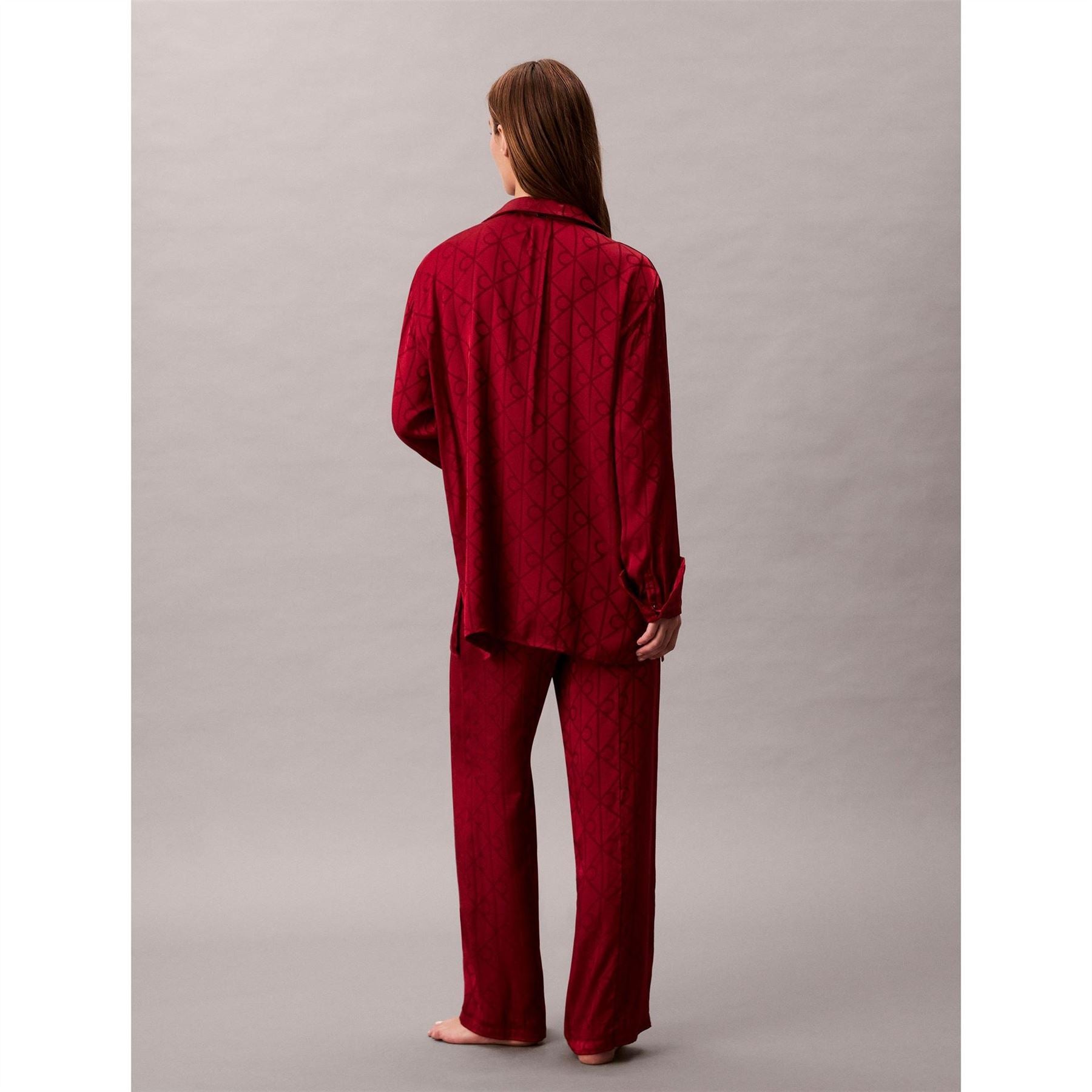 Calvin Klein Satin Collared Neck Long Sleeve Shirt