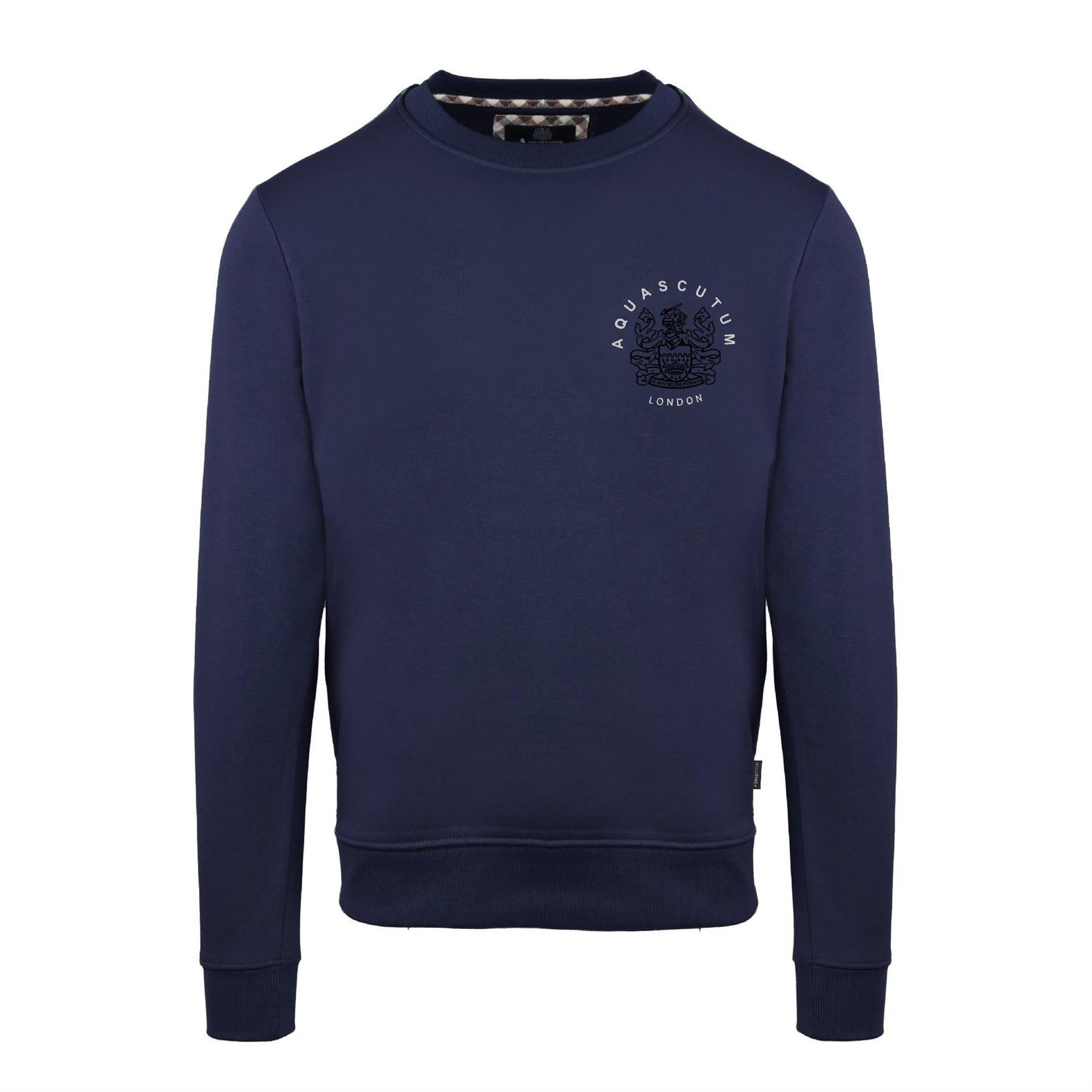 Aquascutum Crew Neck Ribbed Collar Long Sleeve Sweatshirt