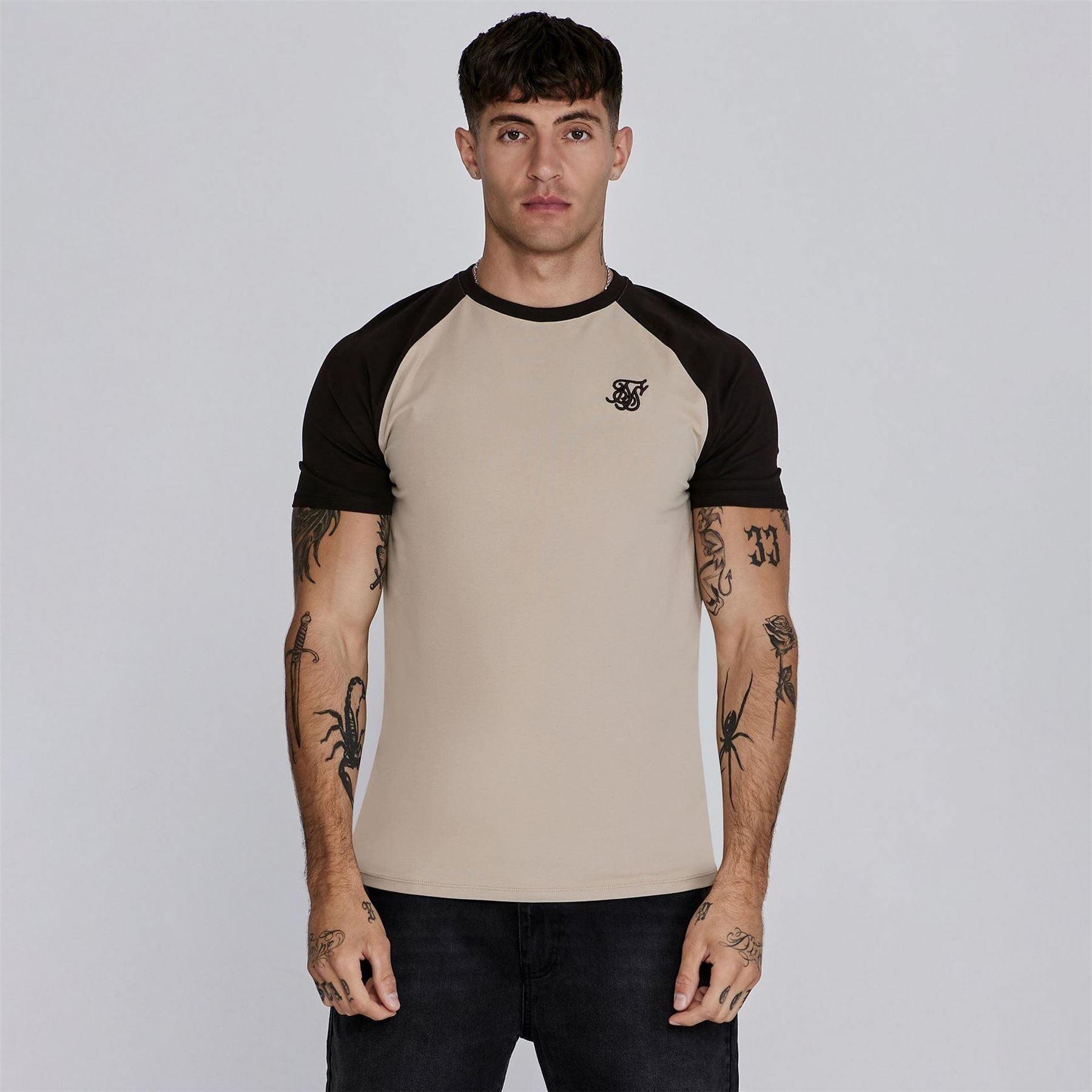 SikSilk Raglan Regular Fit Crew Neck T-Shirt