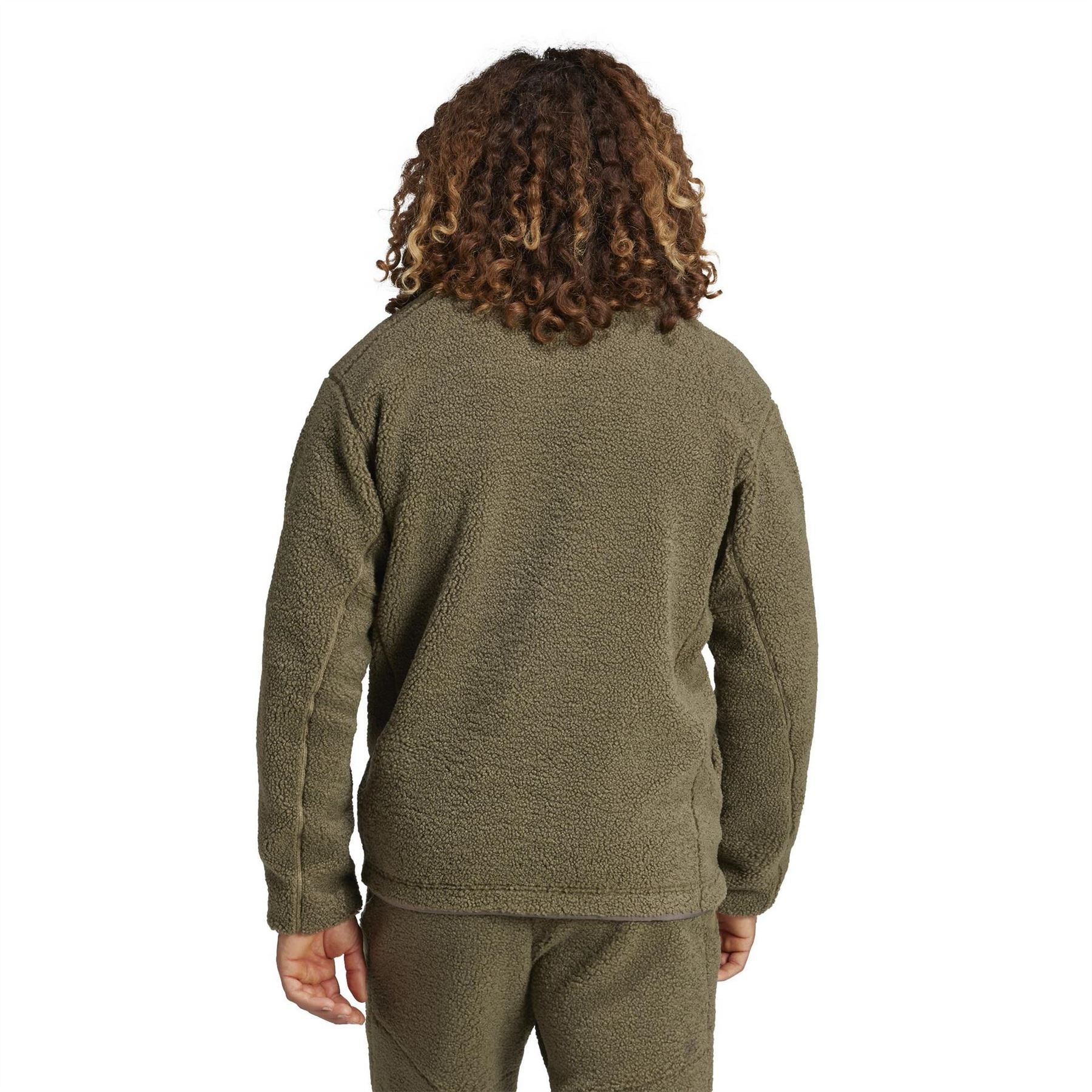 adidas Solid Patterned Snap Button Zip Neck Jacket