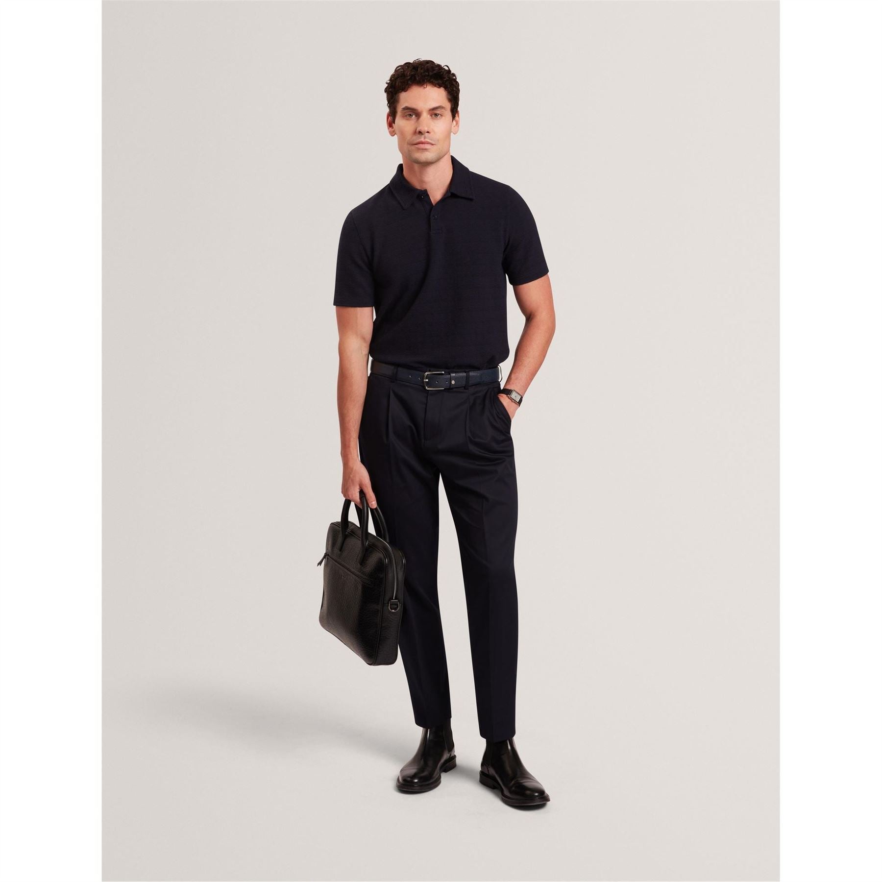 Ted Baker Textured Collared Neck Short Sleeve Polo Shirt