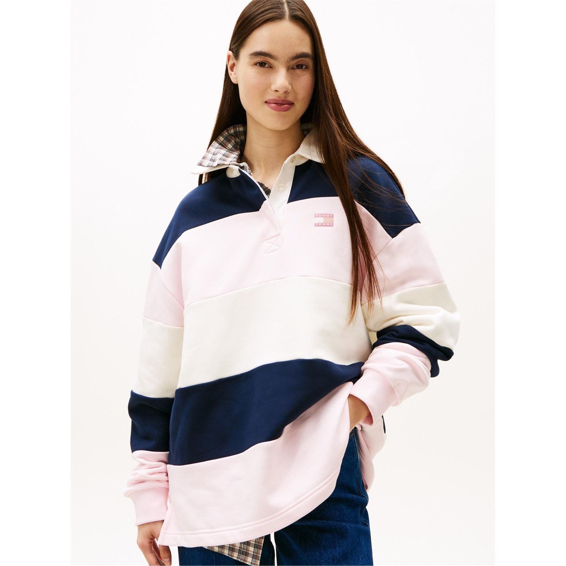 Tommy Jeans Badge Collared Neck Long Sleeve Rugby Shirt