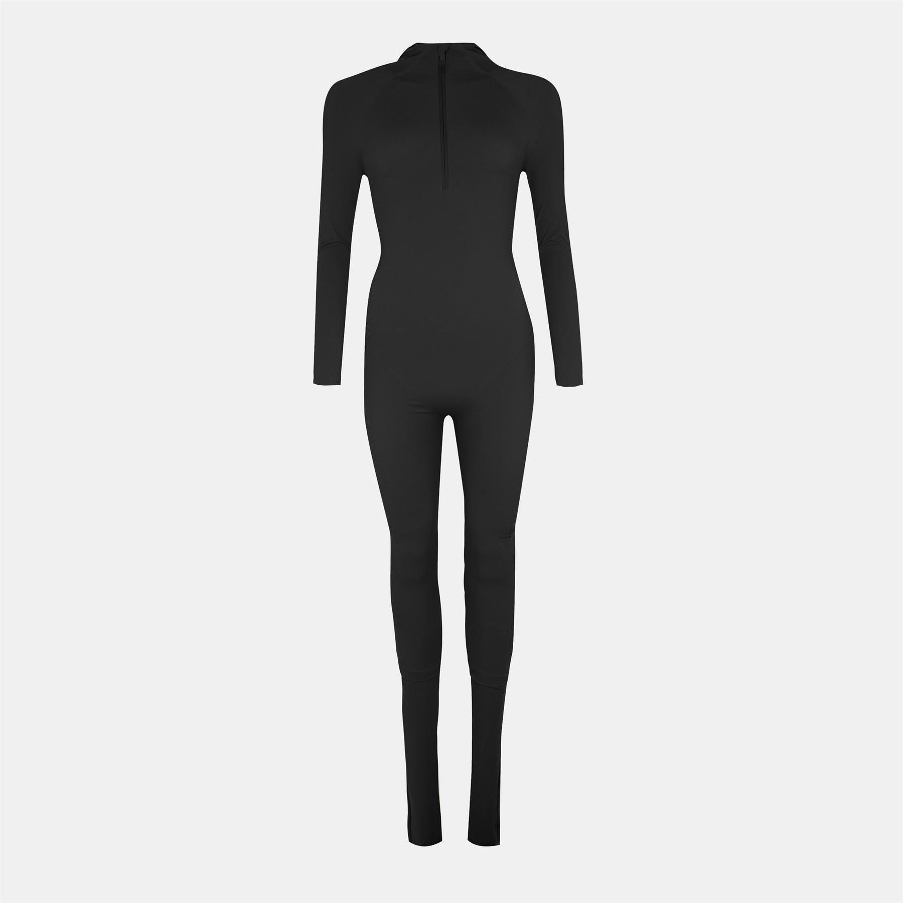 adidas Zip Neck Long Sleeve Solid Patterned Jumpsuit