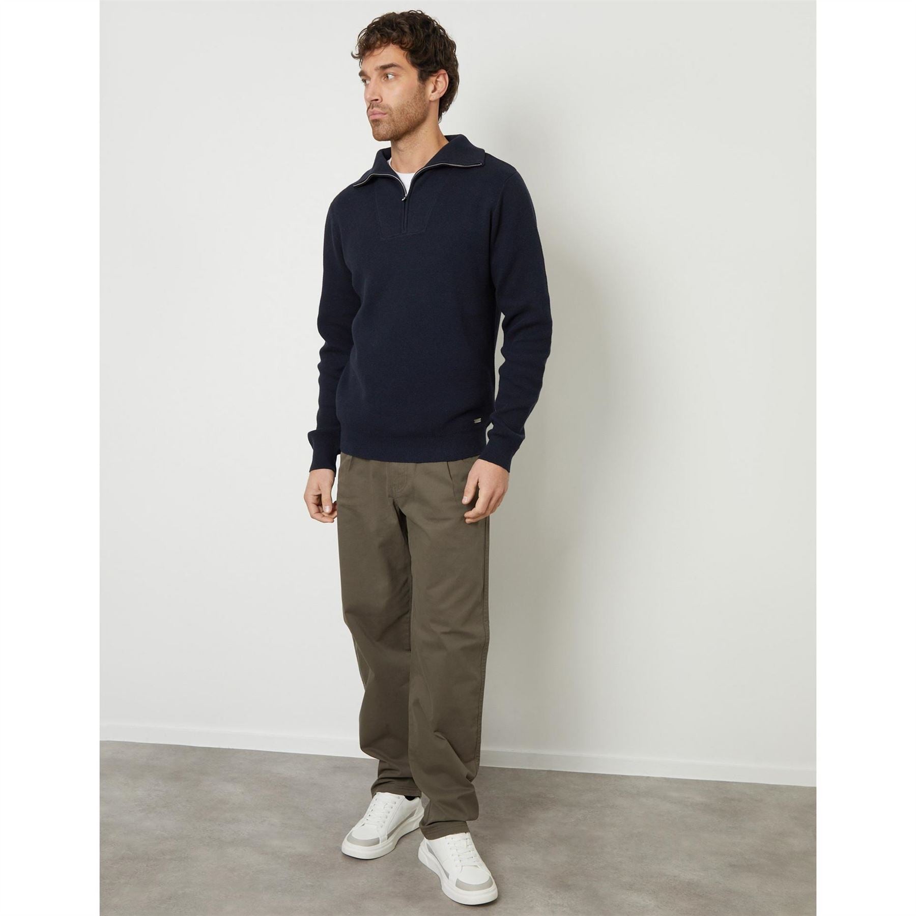 Threadbare Kamrul Quarter Zip Knitted Jumper