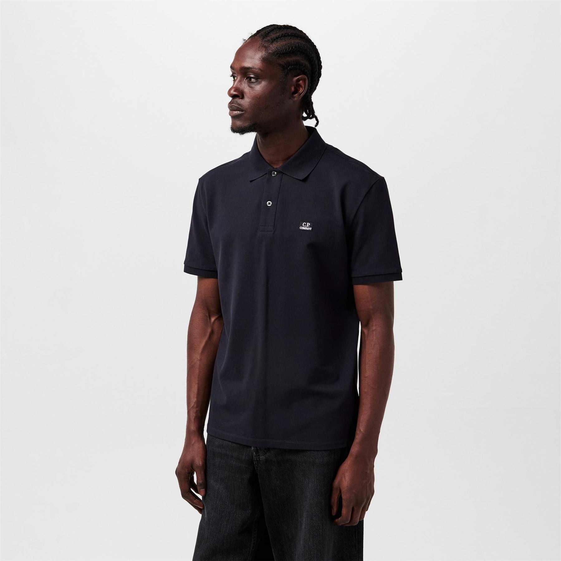 CP Company Logo Print Collared Neck Short Sleeve Polo Shirt