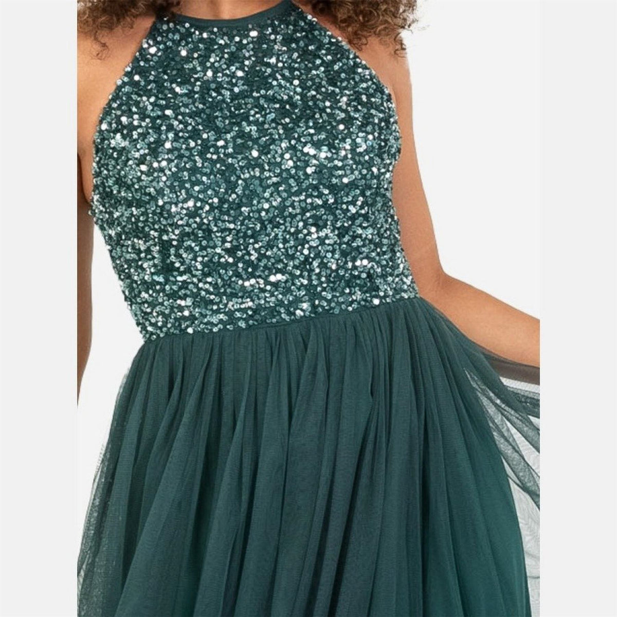 Maya Deluxe De Halter Neck Sleeveless Midi Babydoll Dress